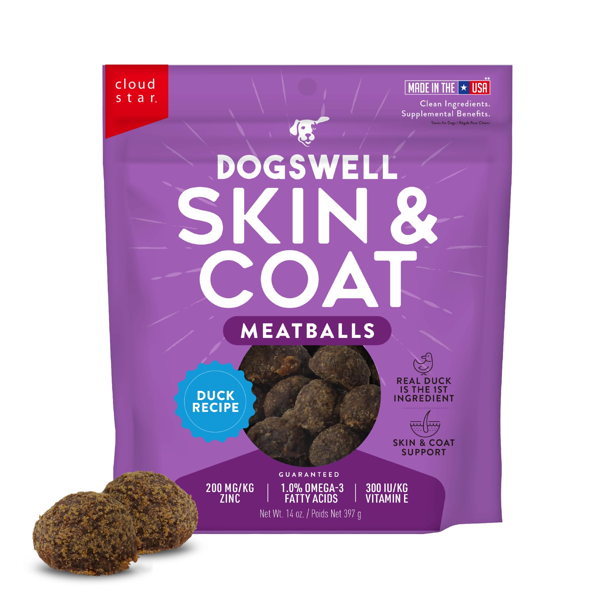 Dogswell Skin & Coat Duck Recipe Meatballs - 14 oz.