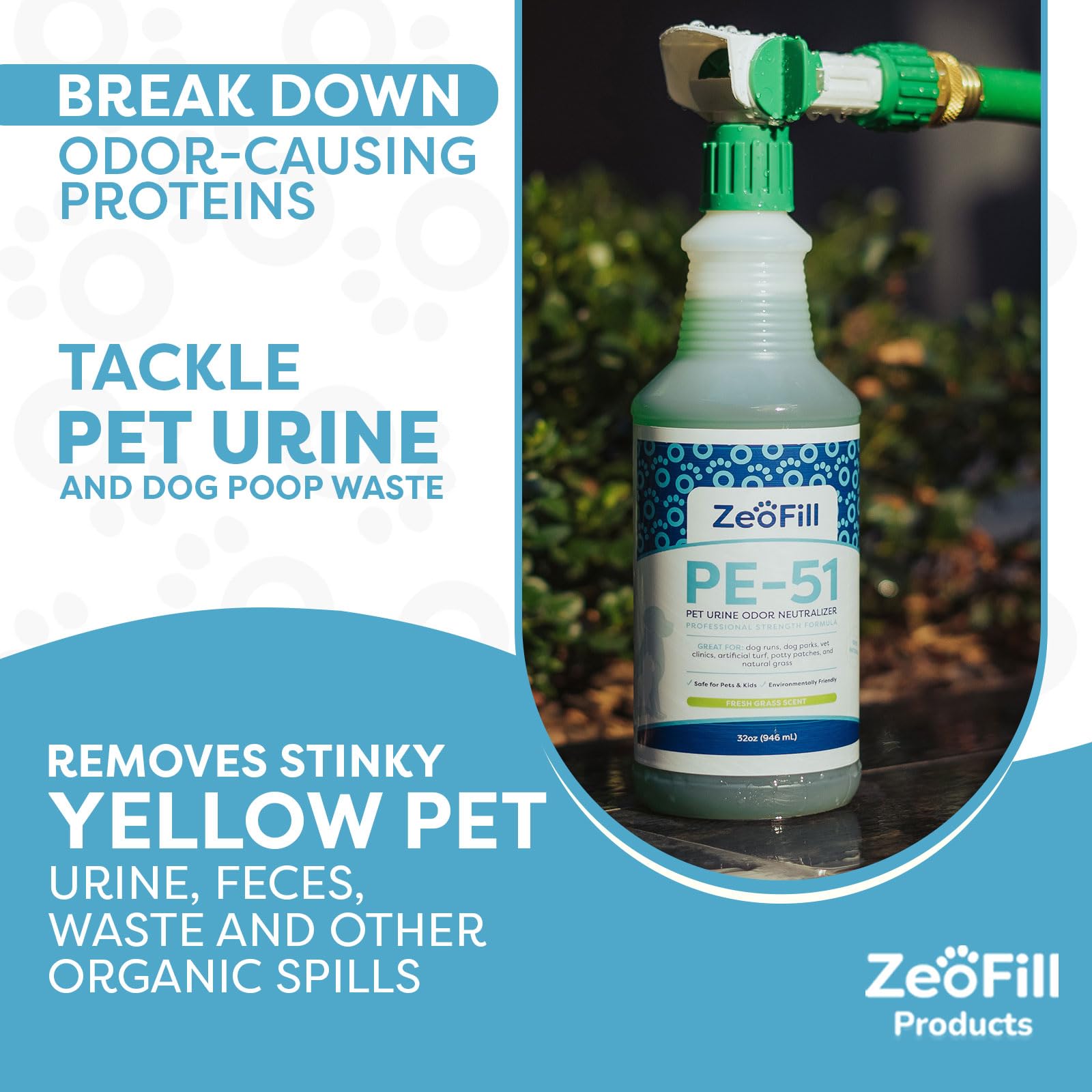 Zeofill Pet Odor Eliminator Spray – Urine Odor Neutralizer with Max Flow Nozzle – 32oz All Natural Enzymes