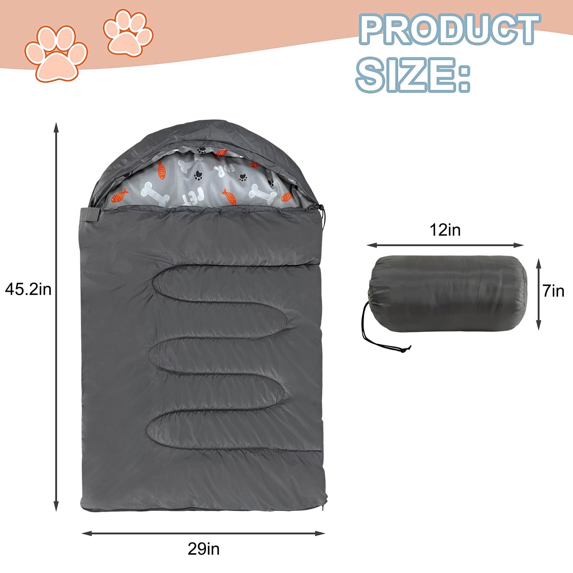 GeerDuo Dog Sleeping Bag, Waterproof & Packable Dog Bed Mat, Grey, Sizes Small/Medium/Large, Ideal for Travel & Camping