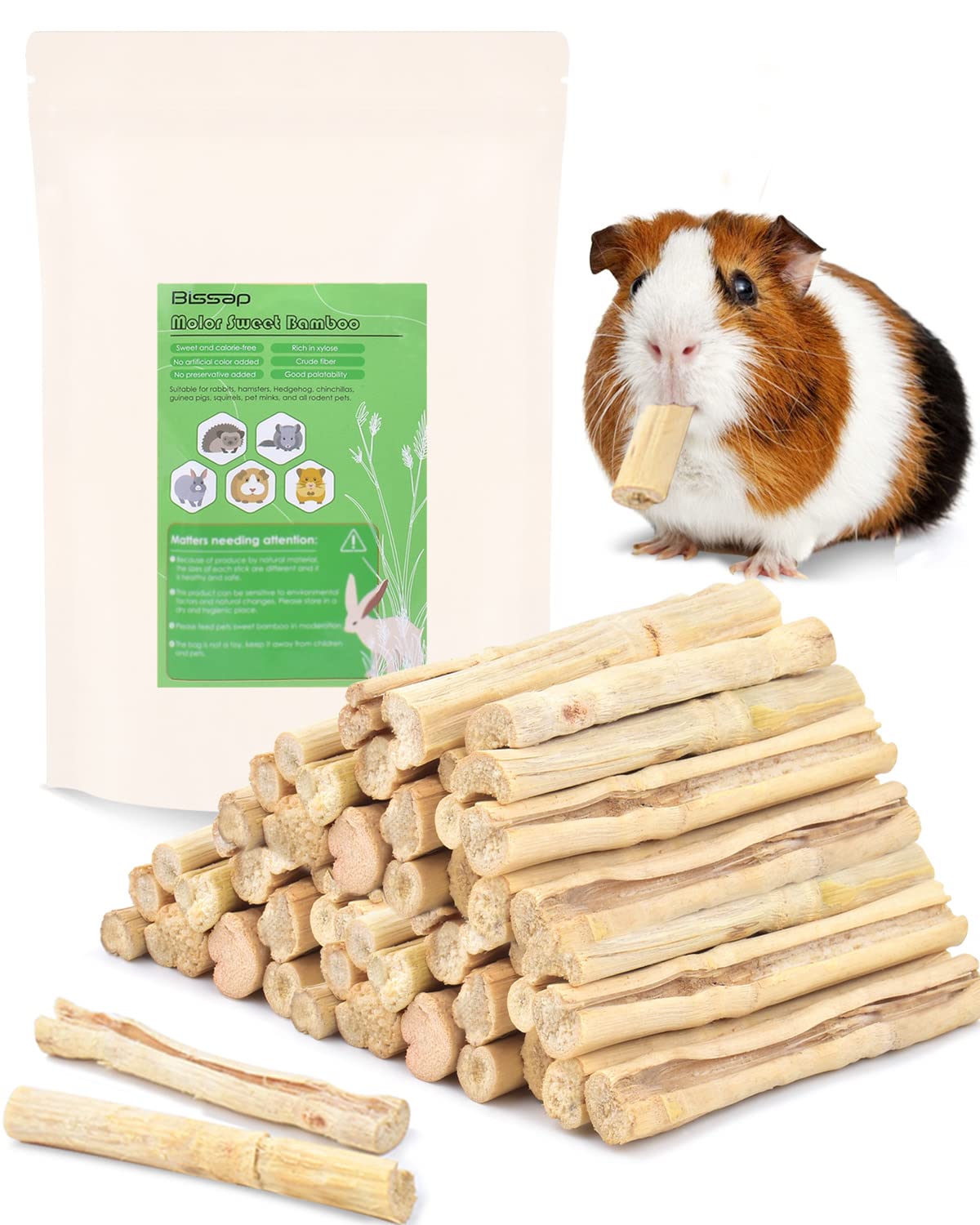 Bissap Sweet Bamboo Chew Sticks for Rabbits 1000g/2.2Ib, Bunny Chew Sticks for Rabbits Hamster Chinchilla Guinea Pigs Rabbit Sma