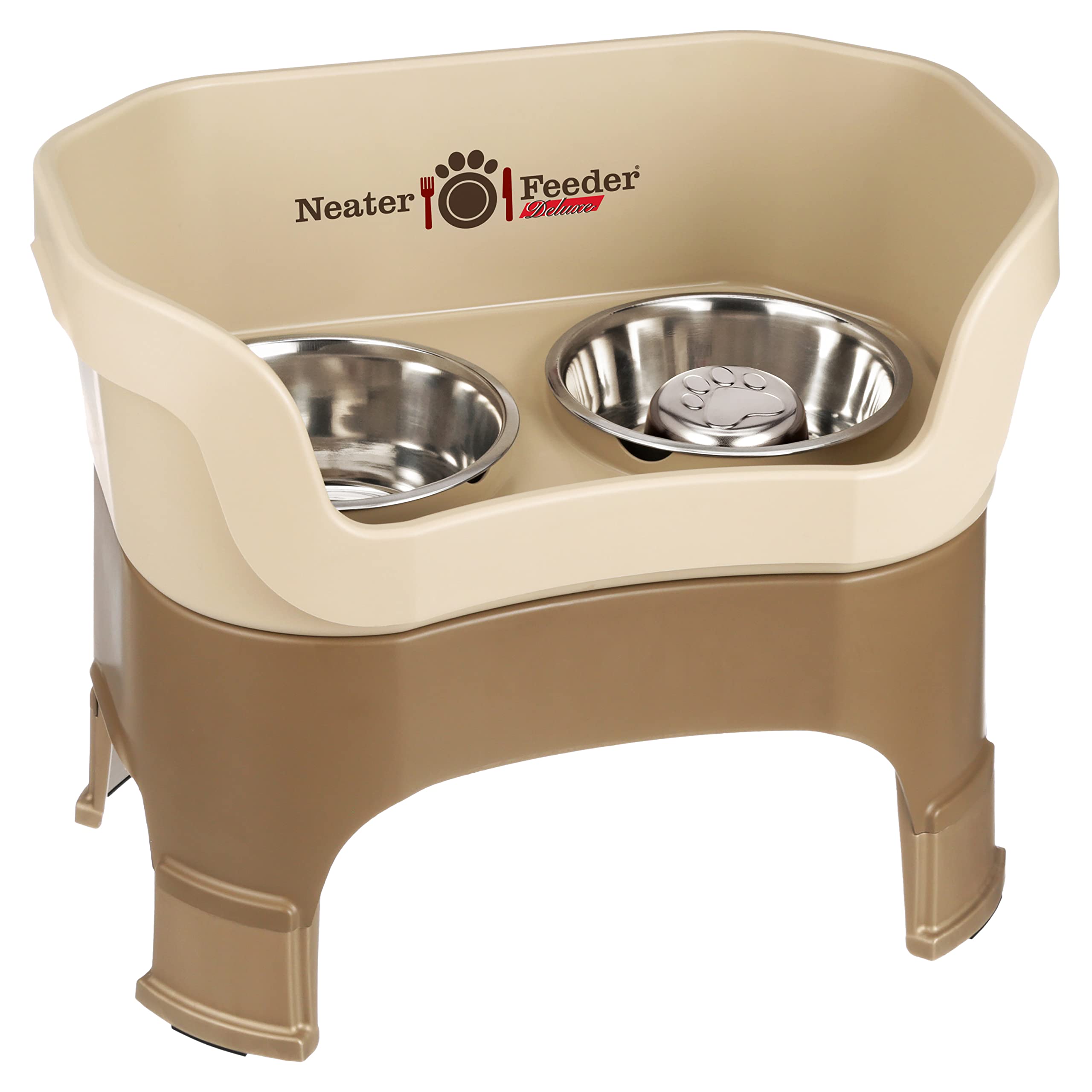 Neater Feeder Deluxe with Leg Extensions (Large + Slow Feed Bowl Combo, Gunmetal)