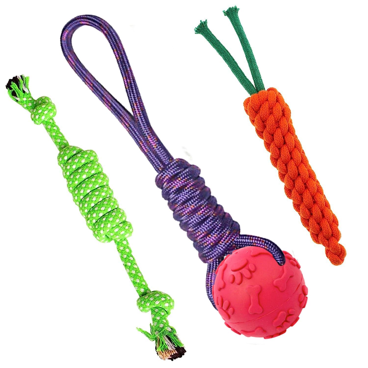 Cature Care By Nature Dog Chew Toys Cotton Puppy Teething Chew Tug Toy, Heavy Duty Dental Dog Rope Toys Kit Medium For Small Bre