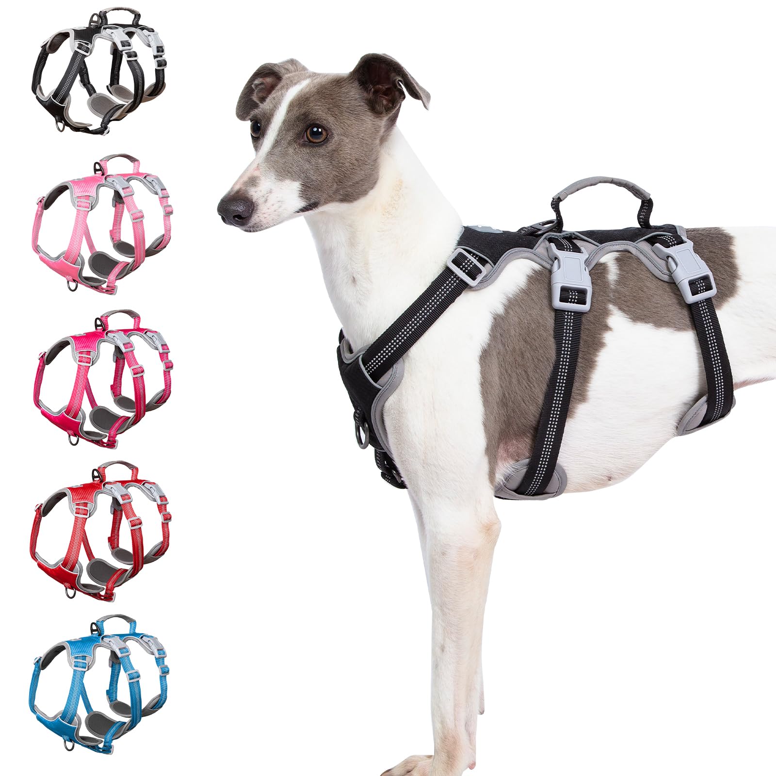 Huntboo Escape Proof Harness, No Slip Dog Harness Escape Proof, Reflective Harness With Handle, Breathable, Durable, Adjustable 