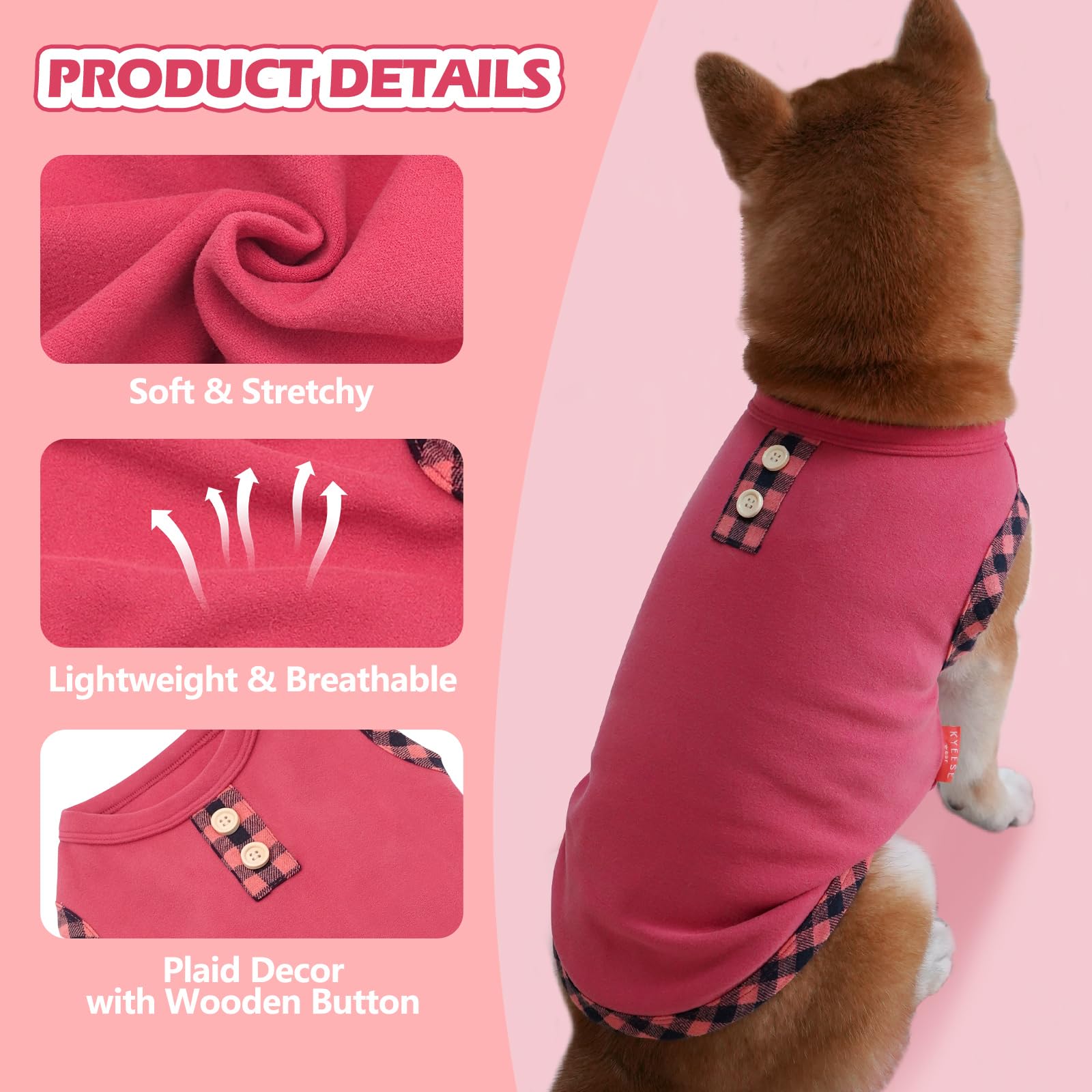 Kyeese 2Pack Dog Shirt Pullover Pet Clothes Sleeveless Fleece Puppy Coats Canine Sweatshirt Soft Tee Vest Lightweight Sweater Fo