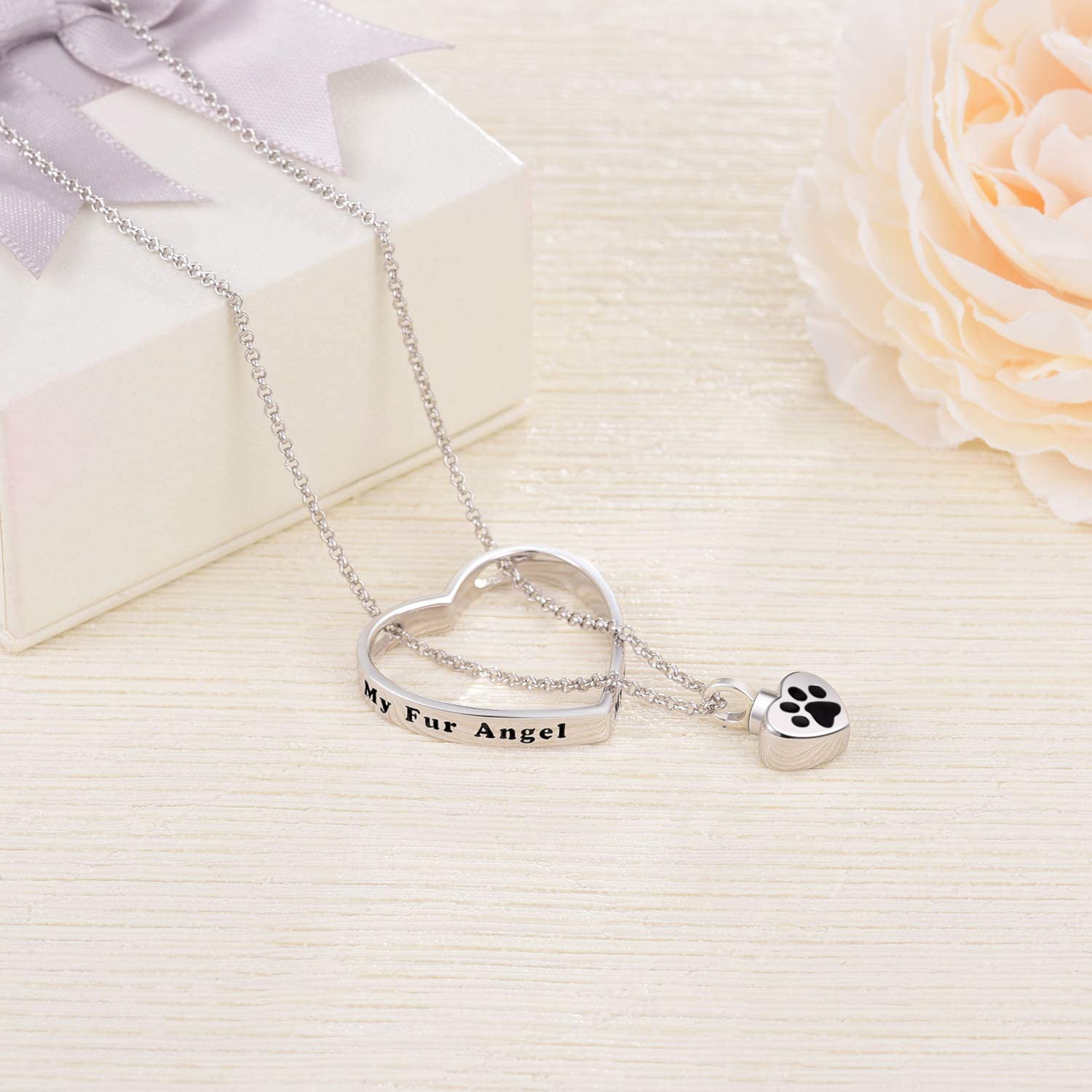 Jxjl Memorial Heart Cremation Urn Necklace For Ashes Keepsake S925 Sterling Silver Eternity Circle Pendant Necklace Of Pets Cats Dogs Cremation Ashes