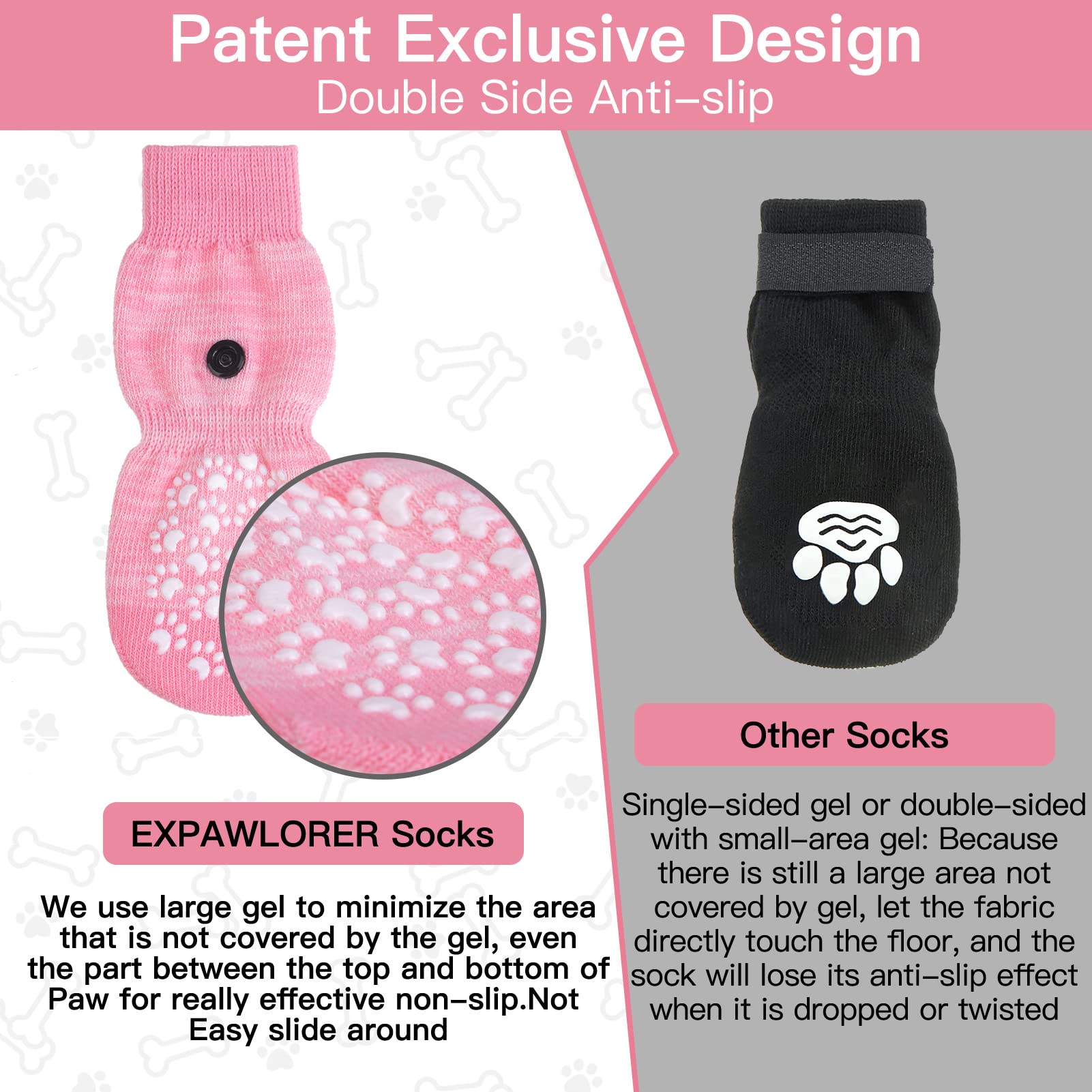 Expawlorer Anti Slip Dog Socks To Prevent Licking Paws, Dog Shoes For Hot Pavement, Dog Booties For Small Medium Large Senior Dogs, Traction Control Dog Boots & Paw Protectors For Hardwood Floors