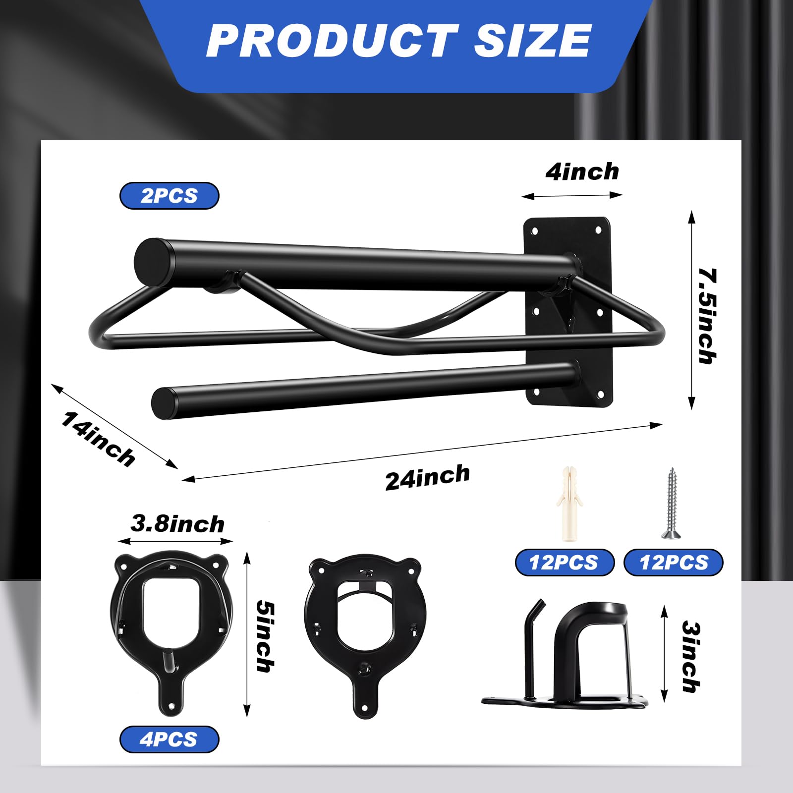 Paterr Saddle Rack Wall Mount - 6 Pack Detachable Bridle Hooks Black, GUR-Paterr-2708 for Horse Trailer & Stall Tack Storage