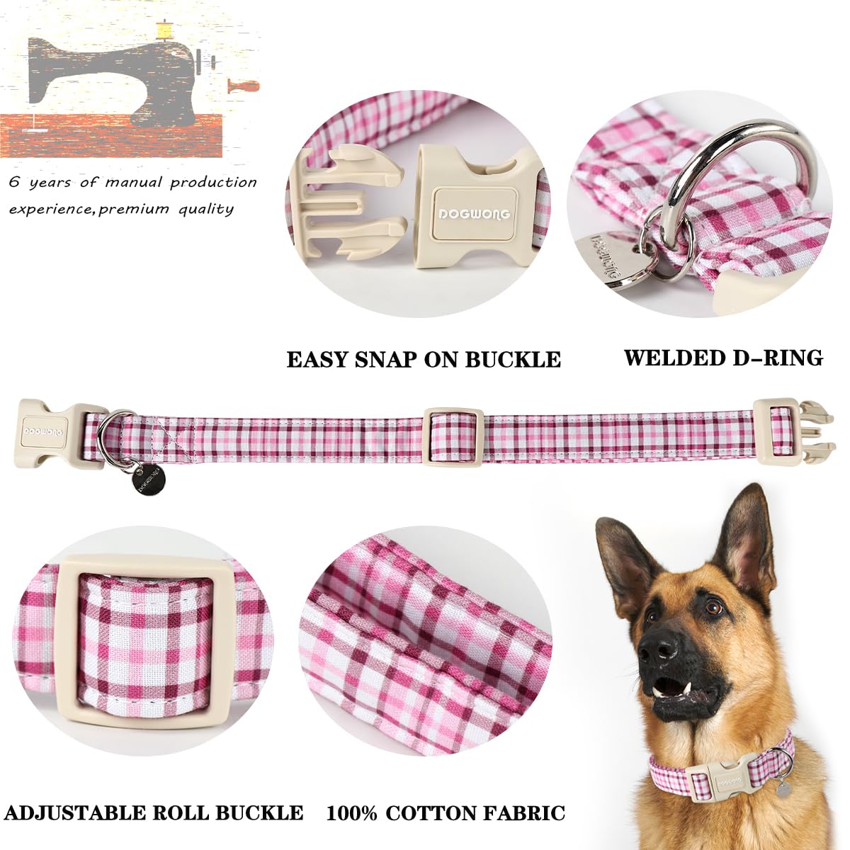 Dogwong Cotton Dog Collar - Spring Summer Soft Natural Fabric Pet Collar Cute Wedding Puppy Necklace For Small To Large Dogs