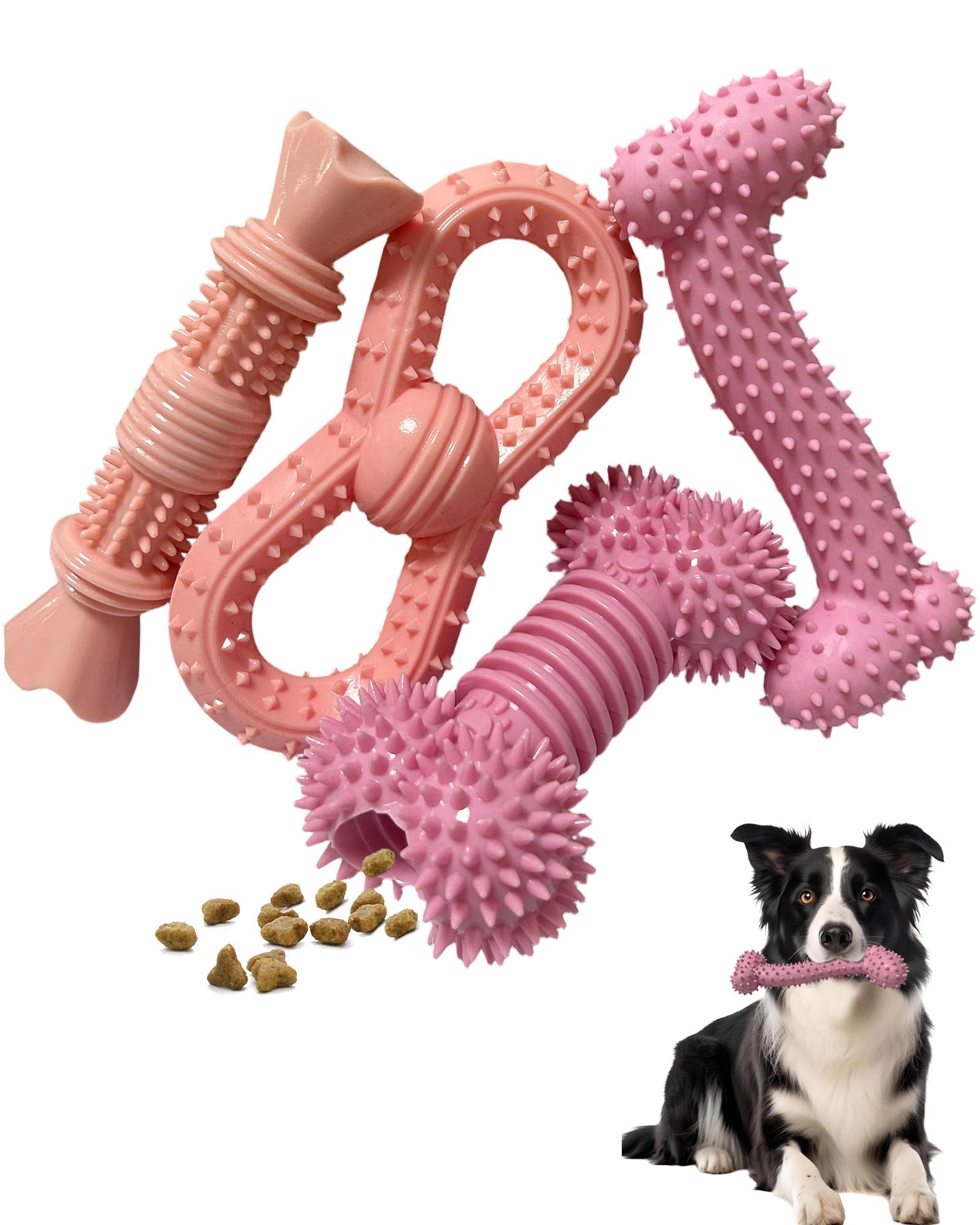 Cdyzqikm 4 Pack Teething Toys Dog Durable Chew Toys Soft Rubber Toy Dog Teeth Cleaning Toothbrush Toy Cute Interactive Toys for 