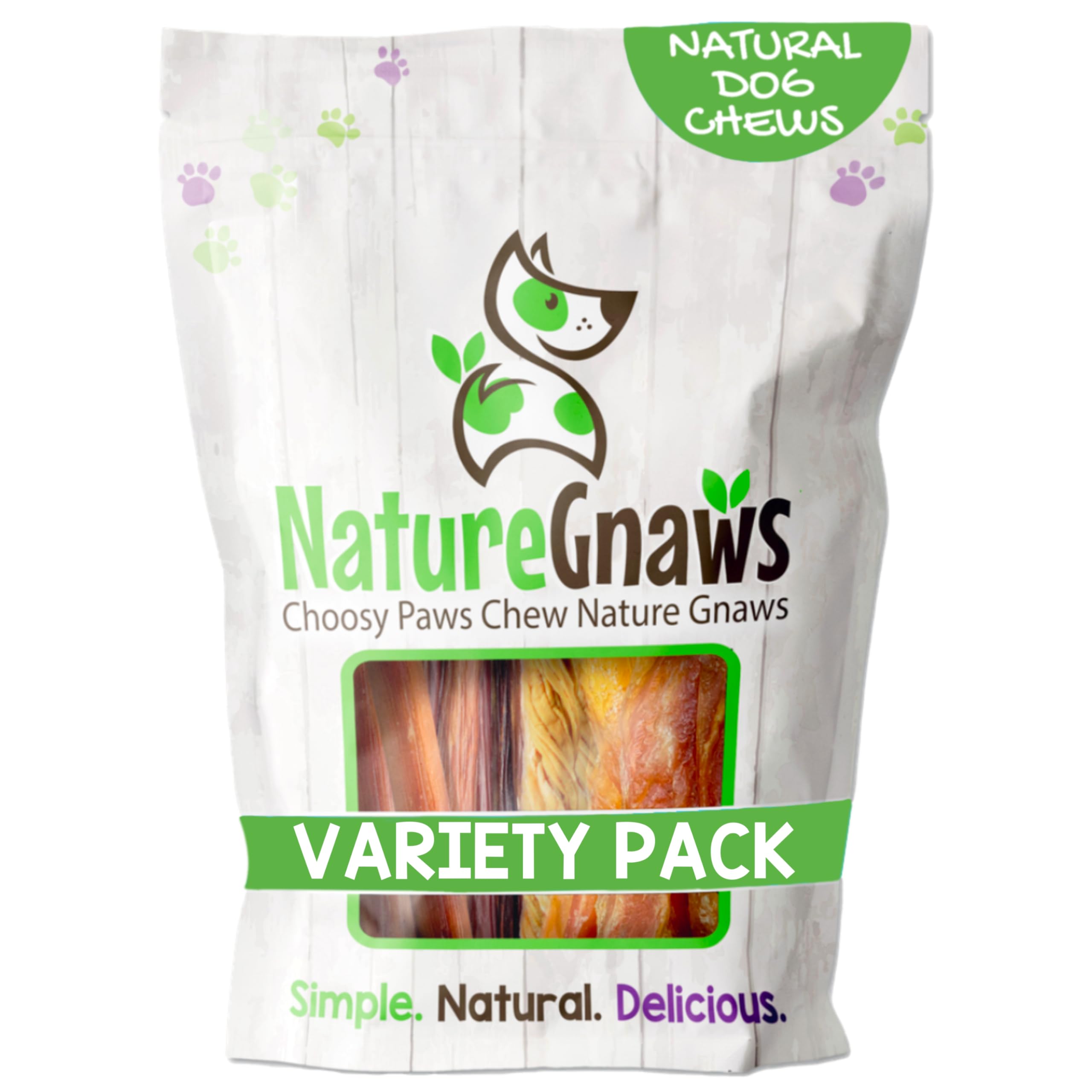 Nature Gnaws Variety Pack for Small Dogs (12 Count) - Bully Sticks, Beef Tendons and Tripe Twists for Dogs - Natural Long Lastin