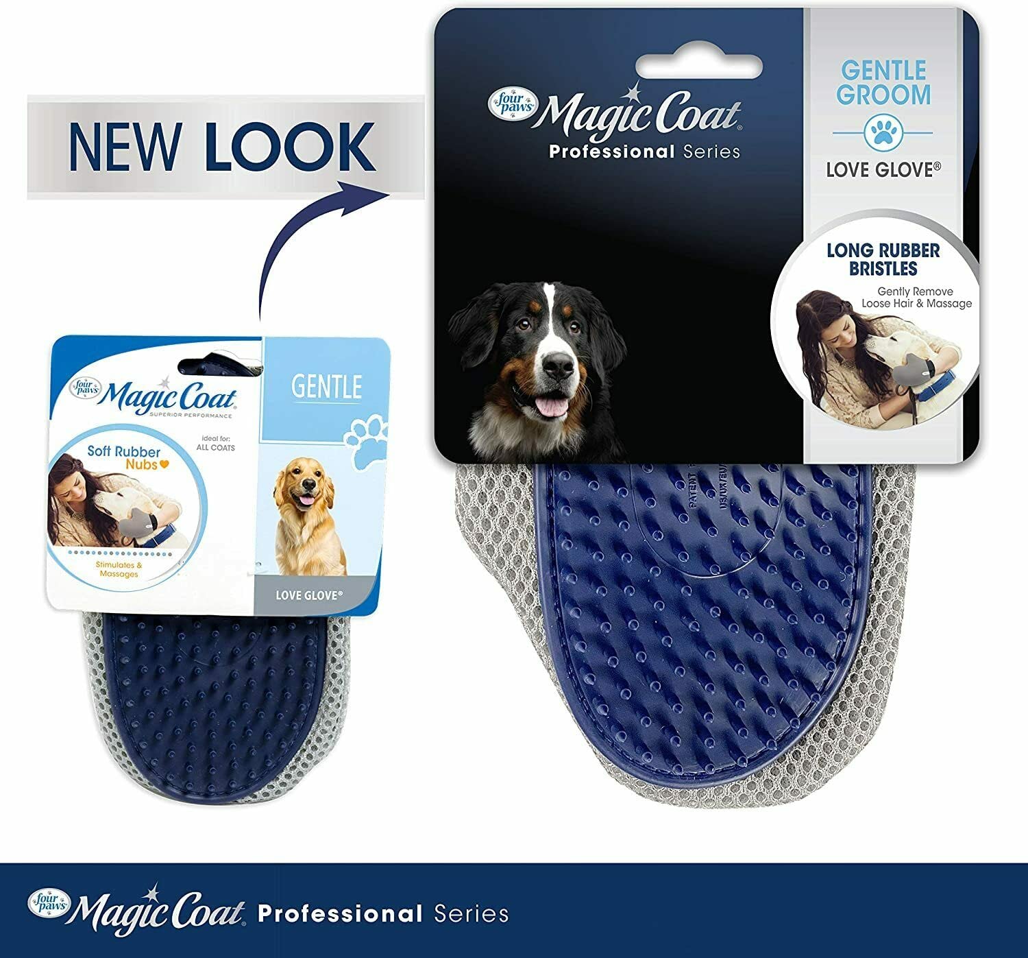 Four Paws Magic Coat Love Glove Dog Grooming Mitt (Blue)
