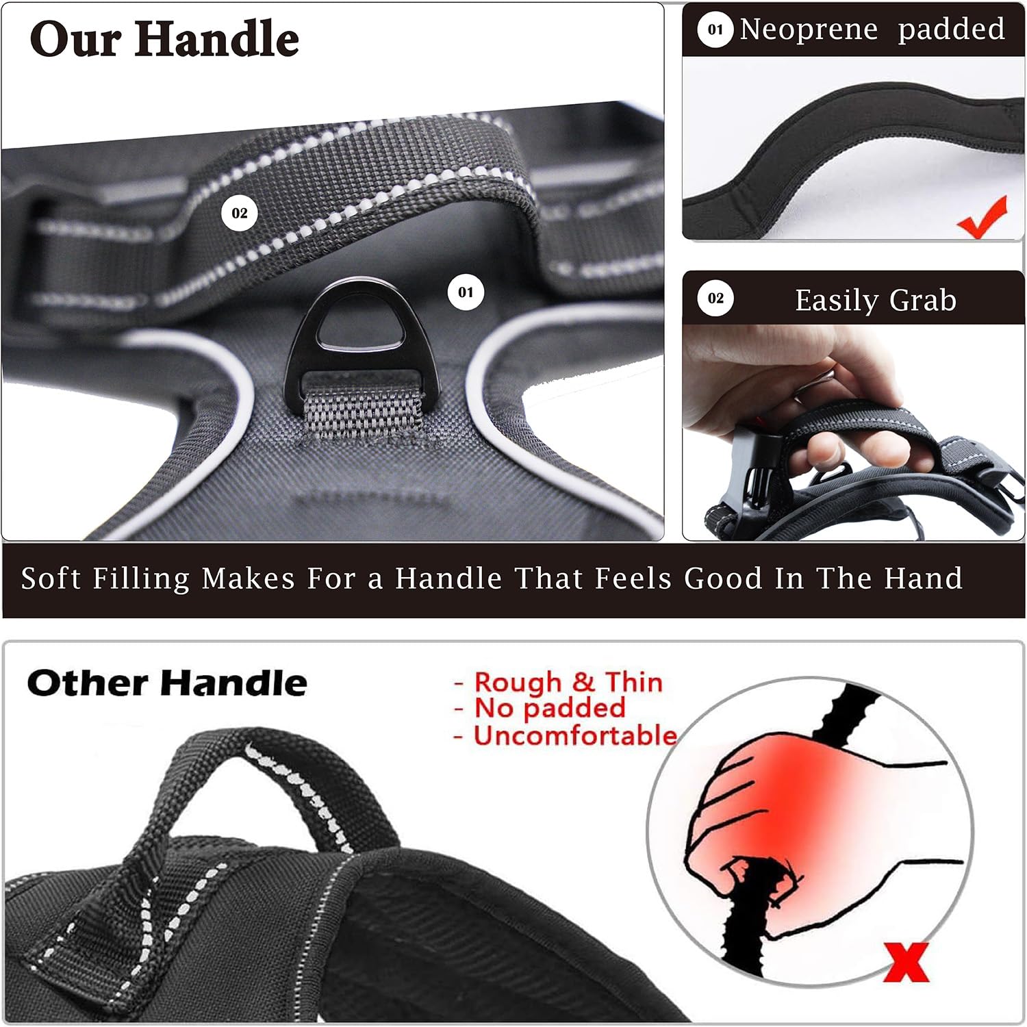 Gavpepy No Pull Dog Harness, Reflective Comfortable Vest Harness With Front & Back Easy Control Handle Adjustable Soft Padded Pe