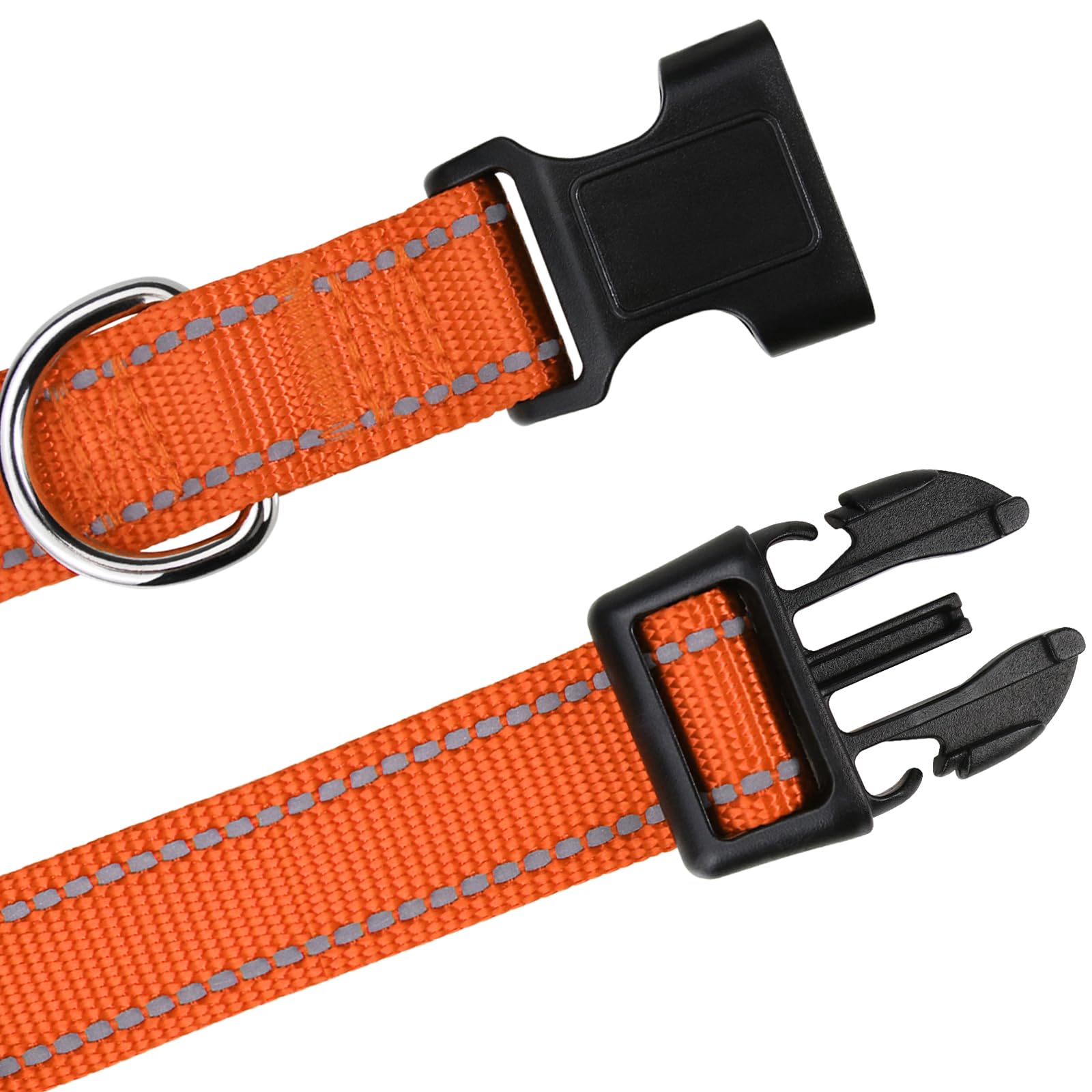 Tagme Reflective Nylon Dog Collars, Adjustable Classic Dog Collar With Quick Release Buckle For Puppy, Orange, 3/8' Width