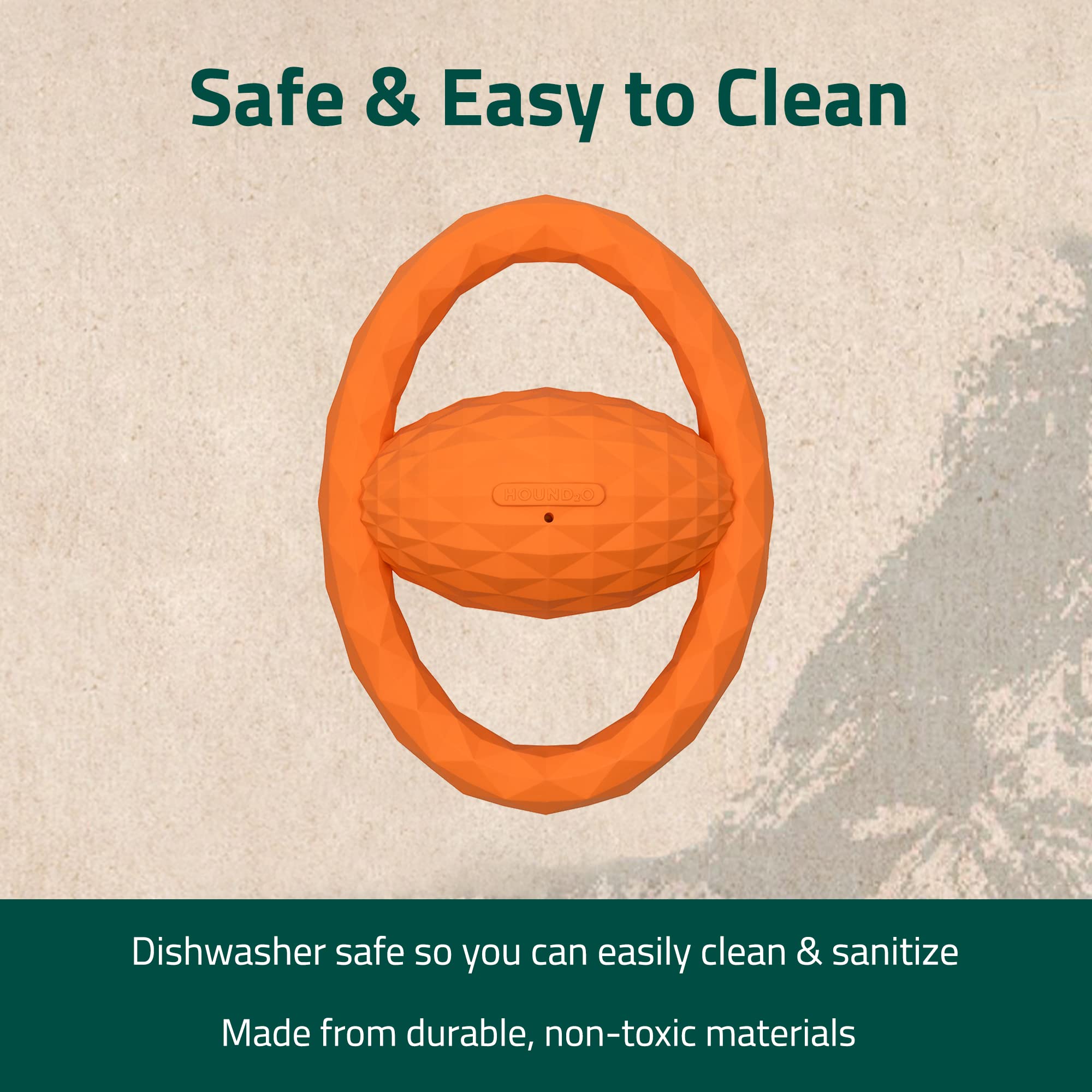 Playology Hound2O Tug Ball Dog Chew Toy - Durable Rubber, Orange, Non-Toxic, Floats, Easy to Clean for Outdoor Play