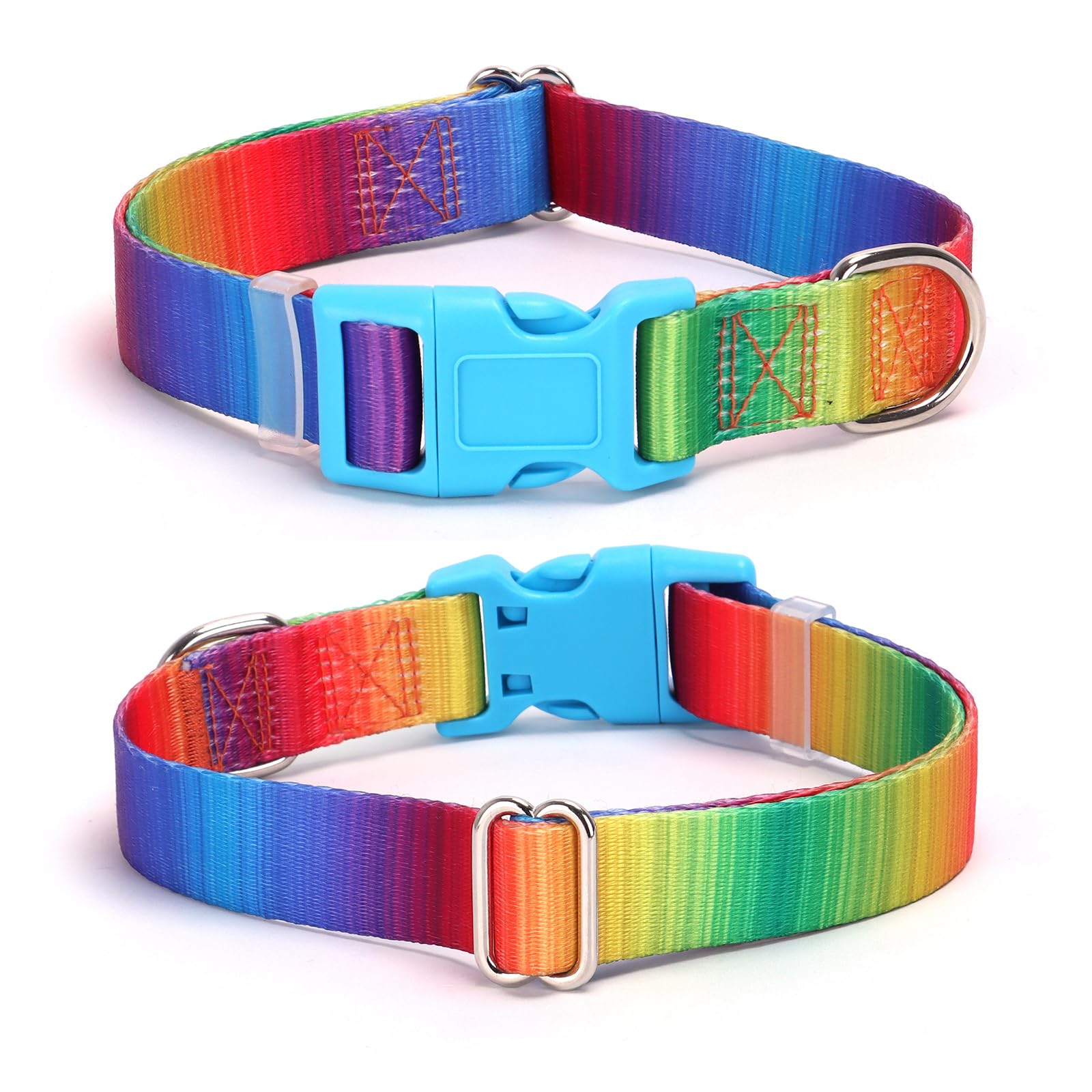 Rainbow Collar For Dogs, Stylish Pattern Design Quick Release Buckle Soft Nylon Pride Dog Collars Adjustable For Small Medium La