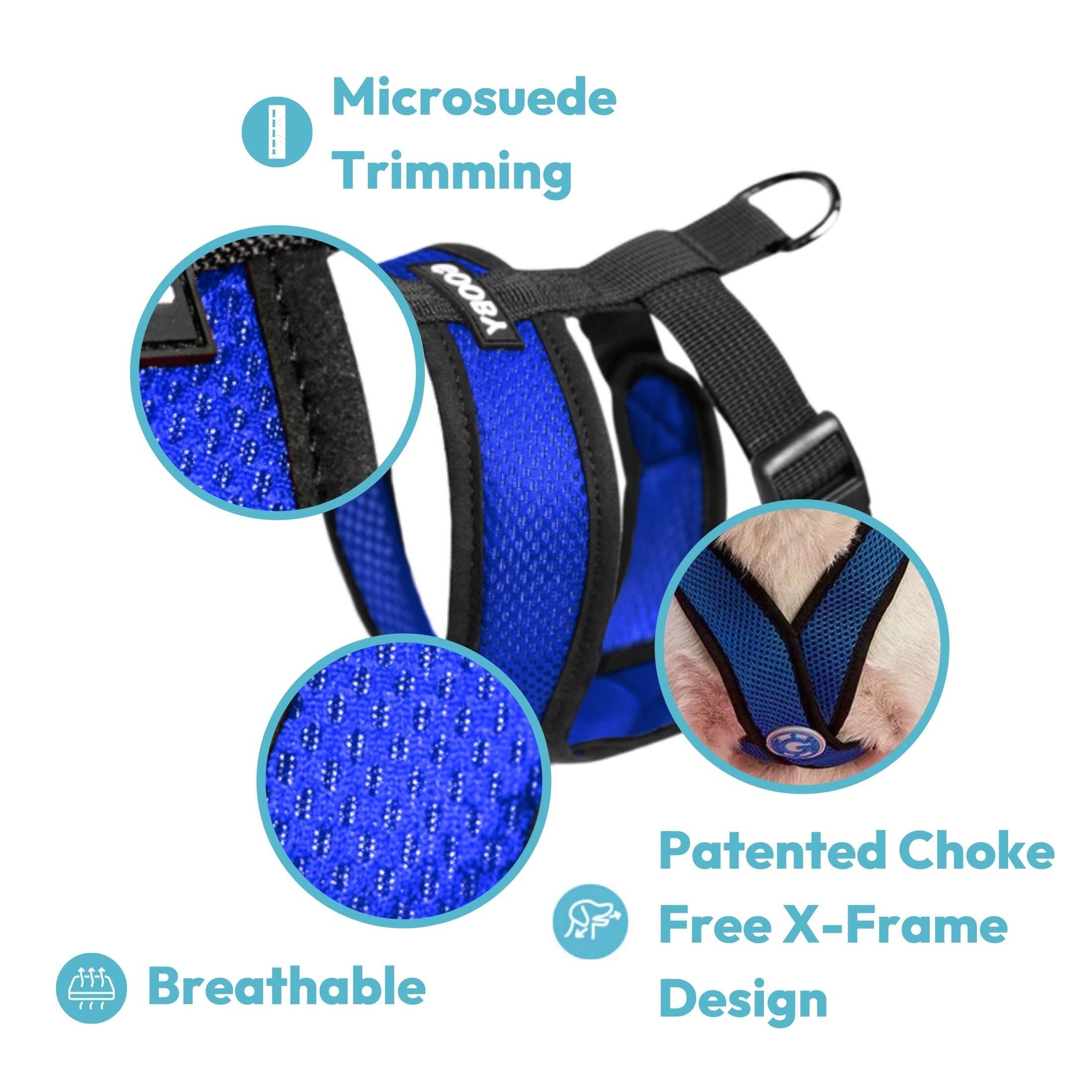 Gooby Comfort X Head In Harness - Blue, X-Large - No Pull Small Dog Harness Patented Choke-Free X Frame - Perfect On The Go Dog