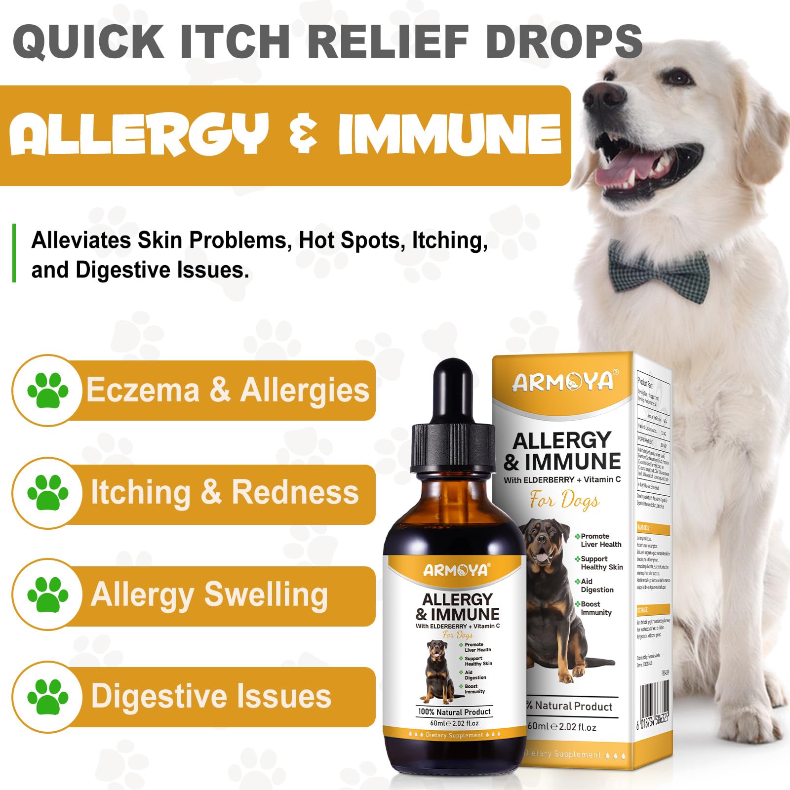 Allergy Relief Drops for Dogs - Allergy and Immune - Immune Support Supplement - Dog Supplement - Natural Pet Supplement for Dog