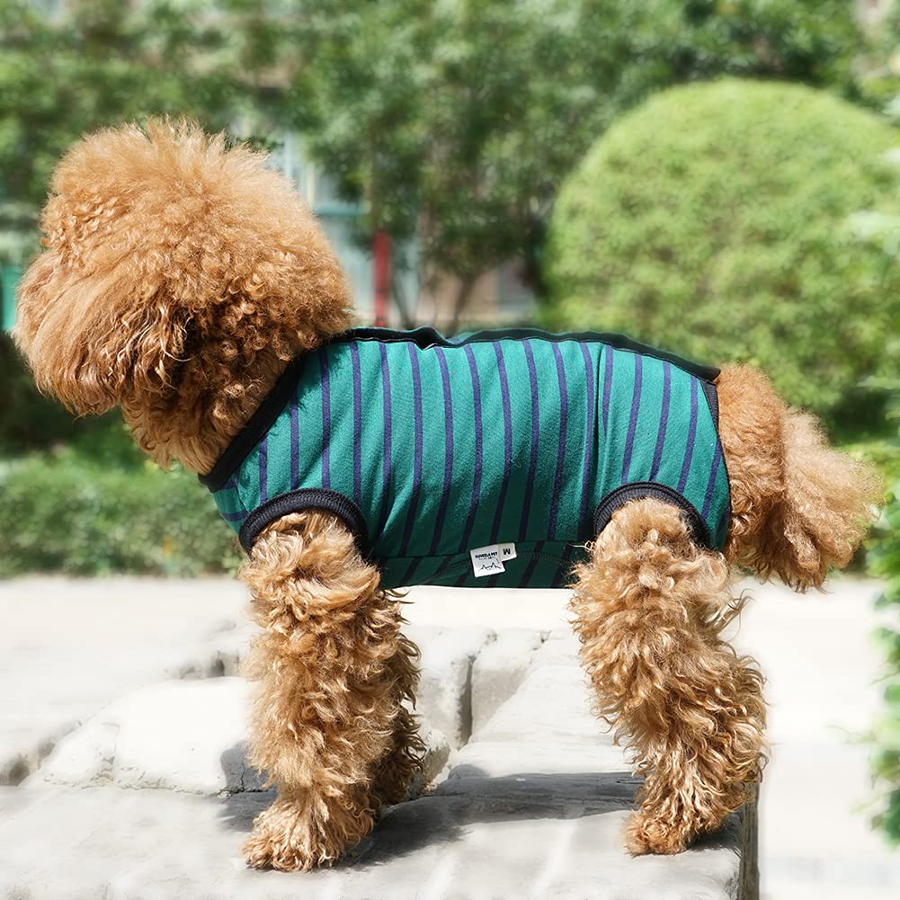 Dog’S Recovery Suit Post Surgery Shirt For Puppy, Wound Protective Clothes For Little Animals(Green Black Stripe-Xxs)