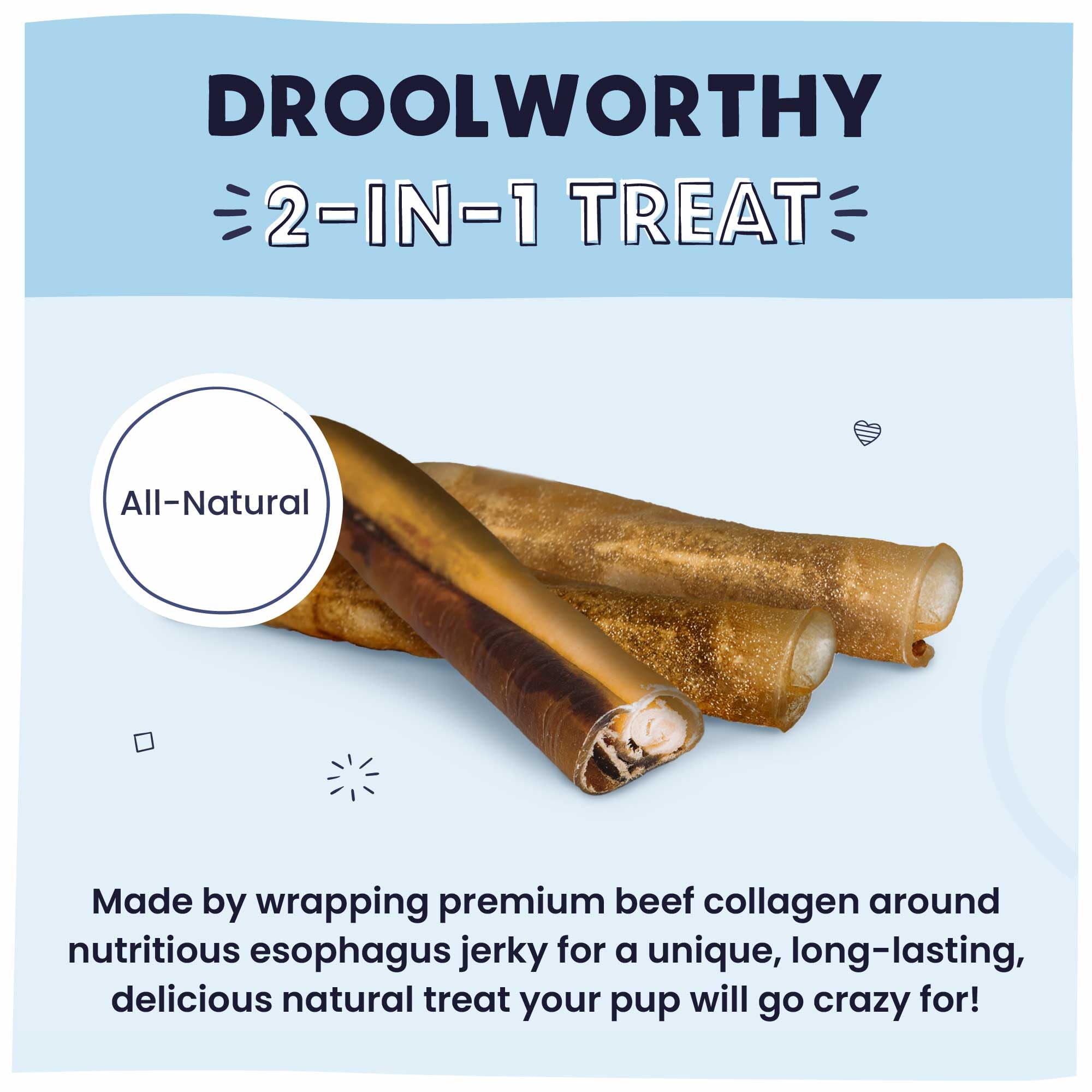 Pawstruck 2-in-1 Collagen Wrapped Jerky Natural Treats for Dogs - 5 Large Sticks - Limited Ingredient Grain Free for Small, Medi