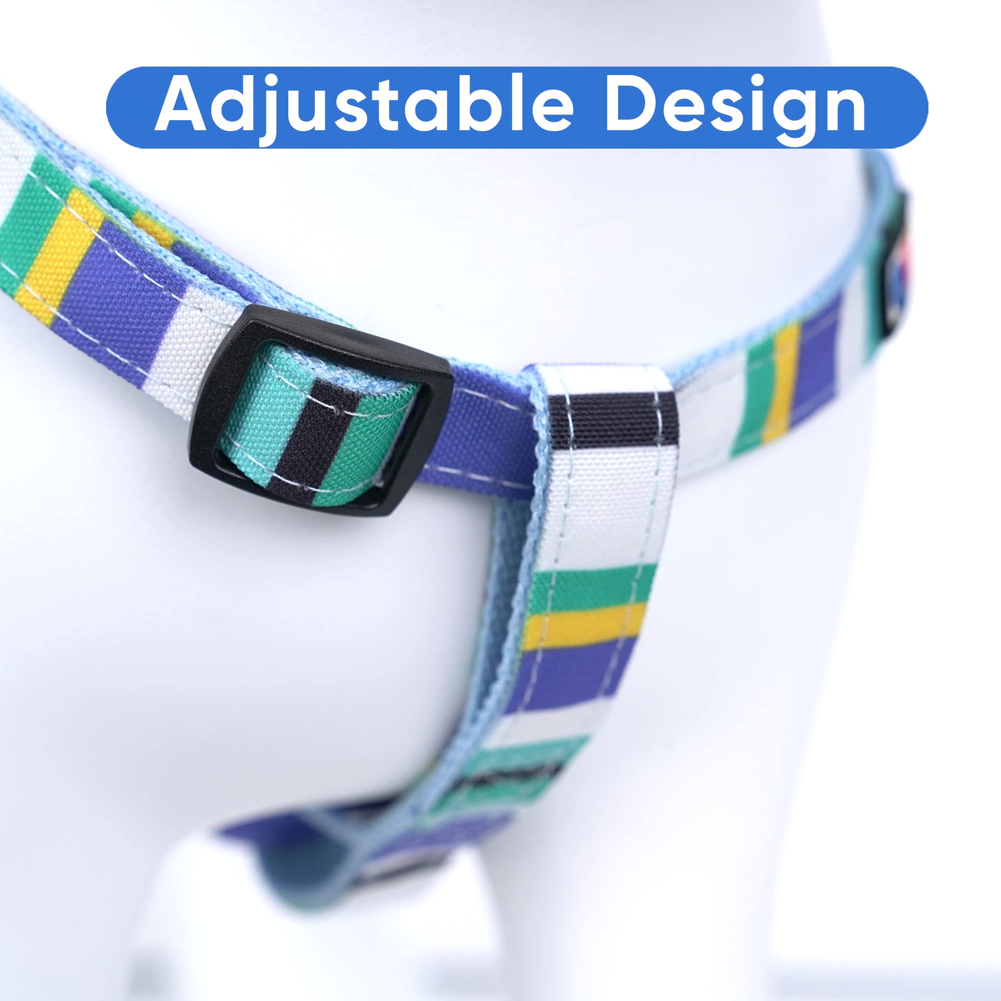 Pawtitas Pet Adjustable Solid Color Step In Puppy/Dog Harness 6 Feet Matching Collar And Harness Sold Separately Small Blue/Teal/Yellow Multicolor