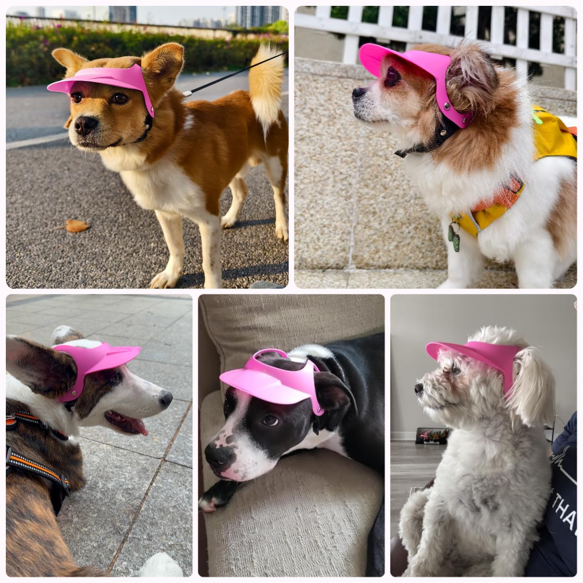 Billionchains Dog Hat For Small Breed Summer Cap With Ear Hole For Beach, Walking, Riding-Pink