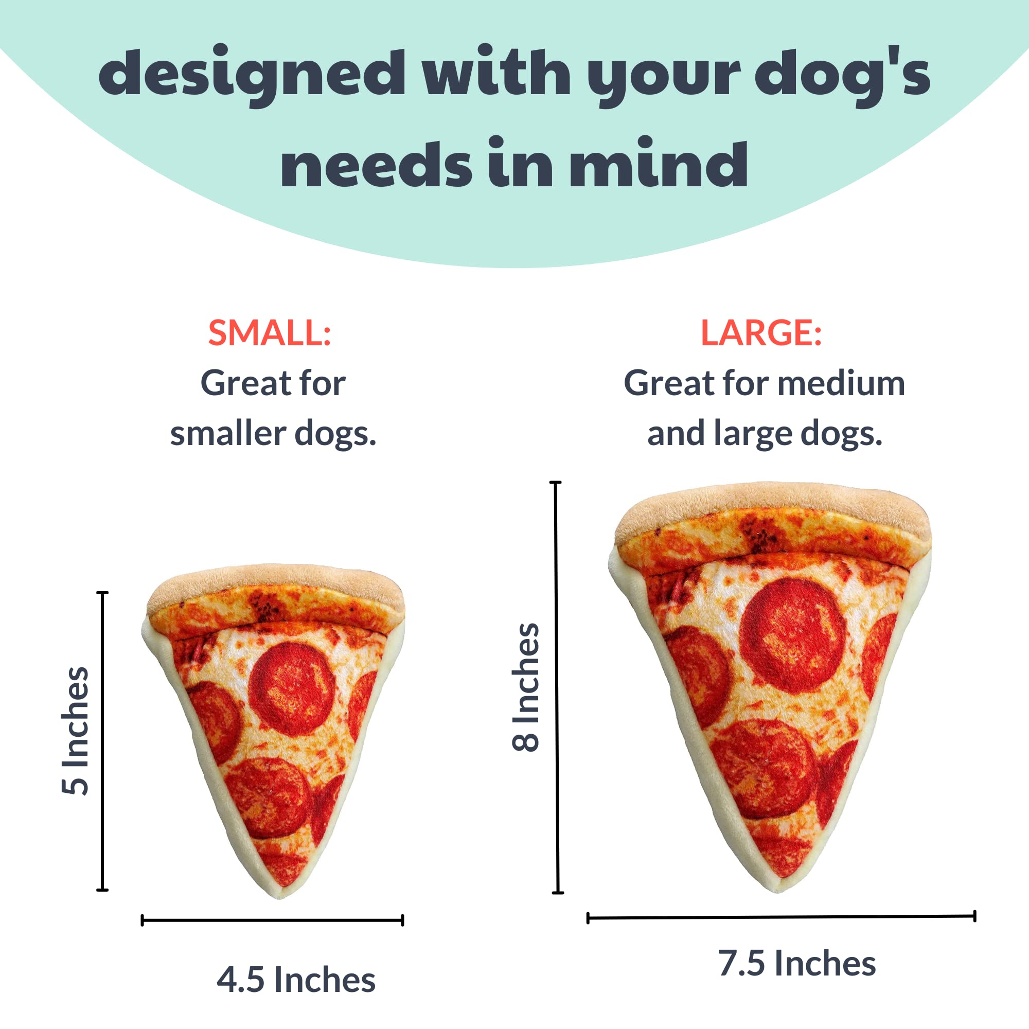Huxley & Kent For Dogs | Pup-Eroni Pizza (Large) | Power Plush Dog Toy With Squeaker | Funny Dog Toy | Cute Dog Toy | H&K Squeaky Dog Toy