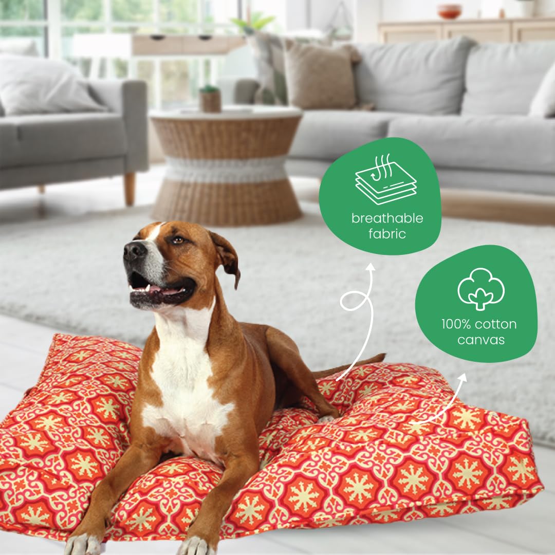Molly Mutt Huge Dog Bed Cover - Papillon Print - Measures 36”X45”X5’’ - 100% Cotton - Durable - Breathable - Sustainable - Machine Washable Dog Bed Cover