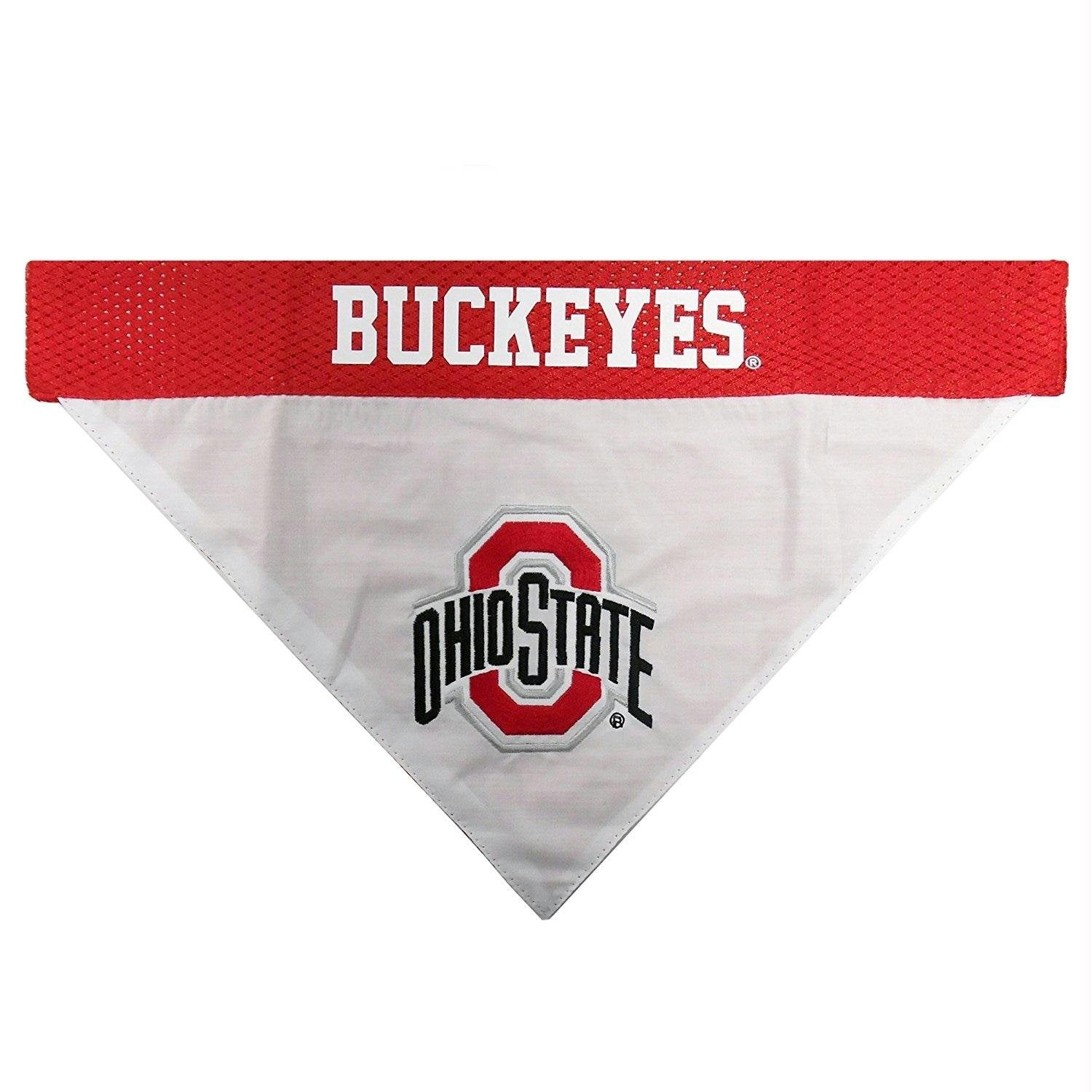 Pets First Collegiate Pet Accessories, Reversible Bandana, Ohio State Buckeyes, Small/Medium,Red/White