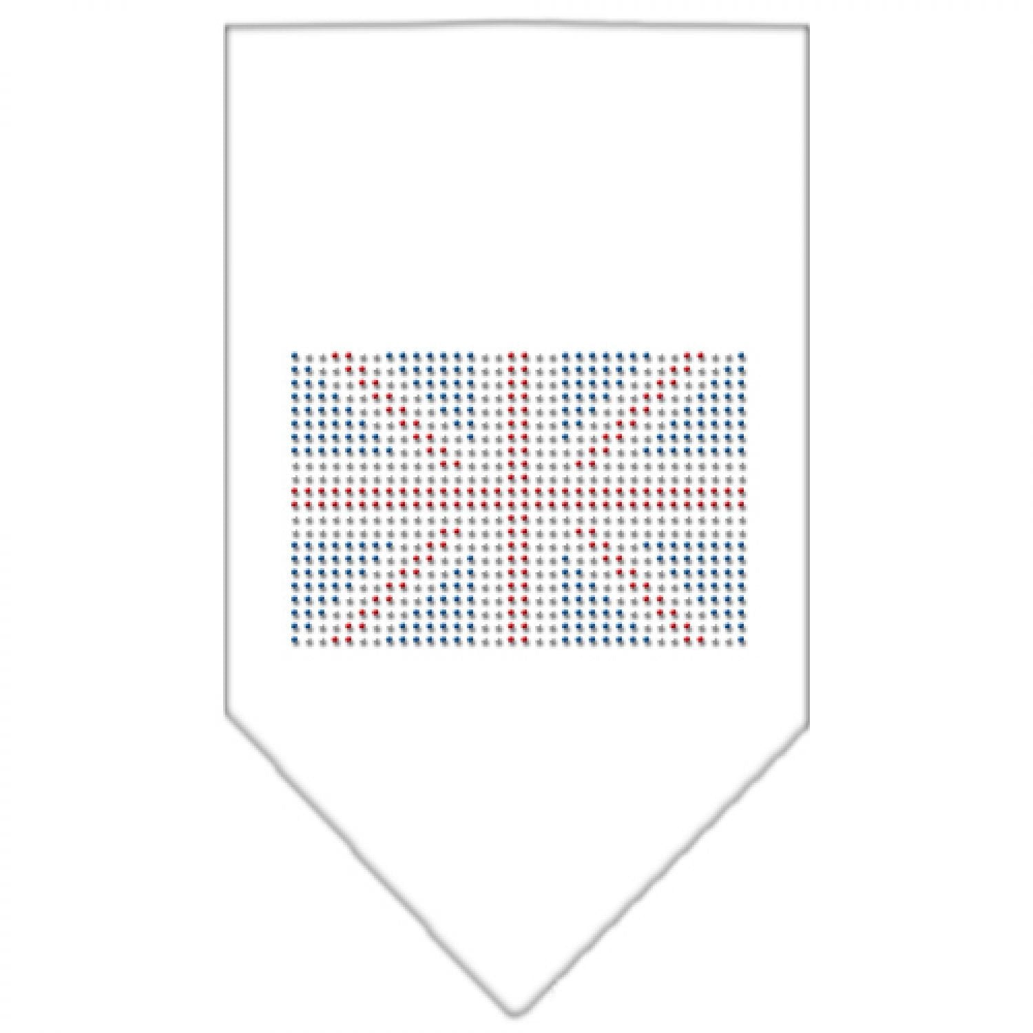 Pet and Dog Bandana Rhinestone, "British Flag" White Large
