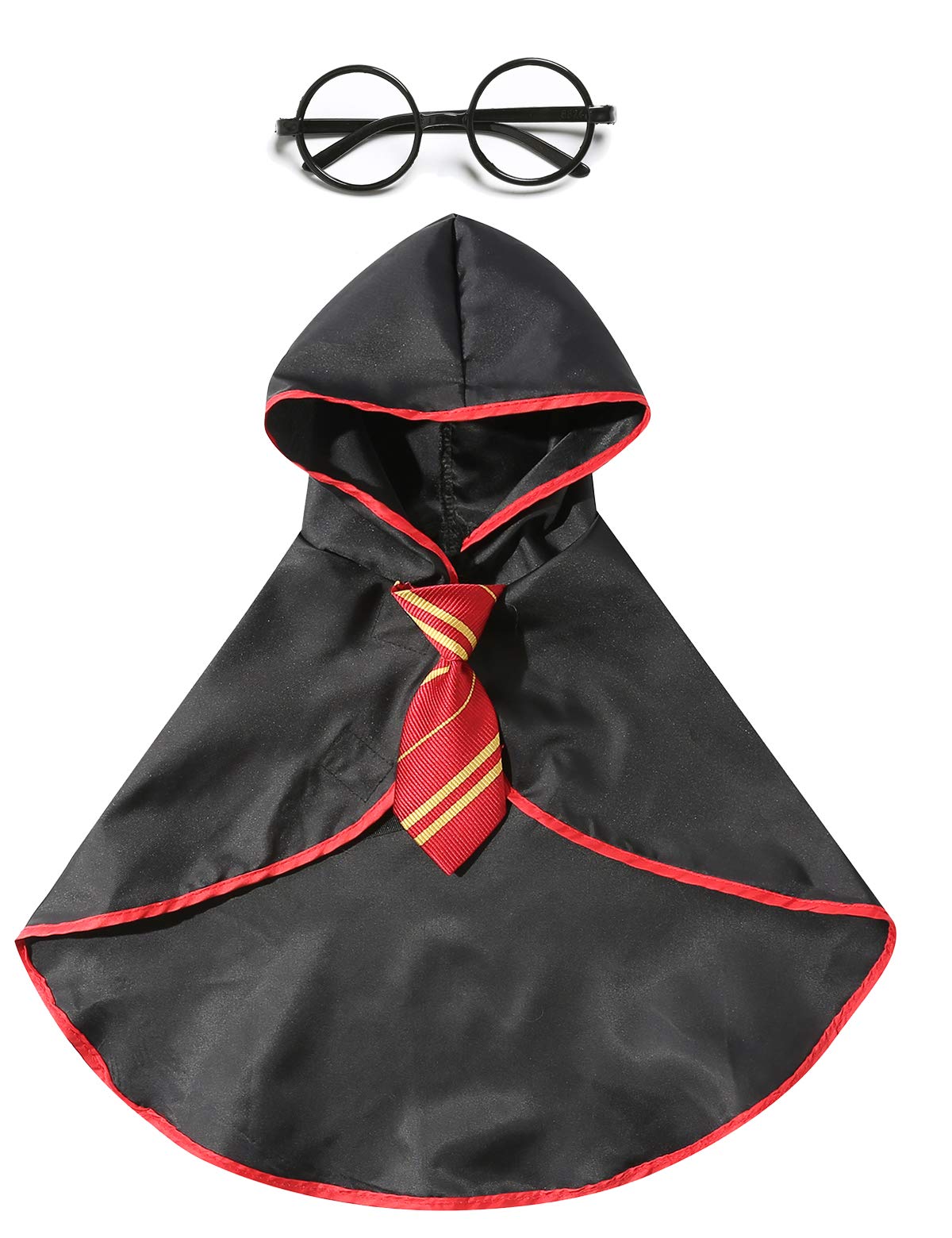 Coomour Halloween Dog Costume Pet Wizard Shirt Cat Soft Clothes For Dogs Cats Soft Hoodies With Glasses (Medium)