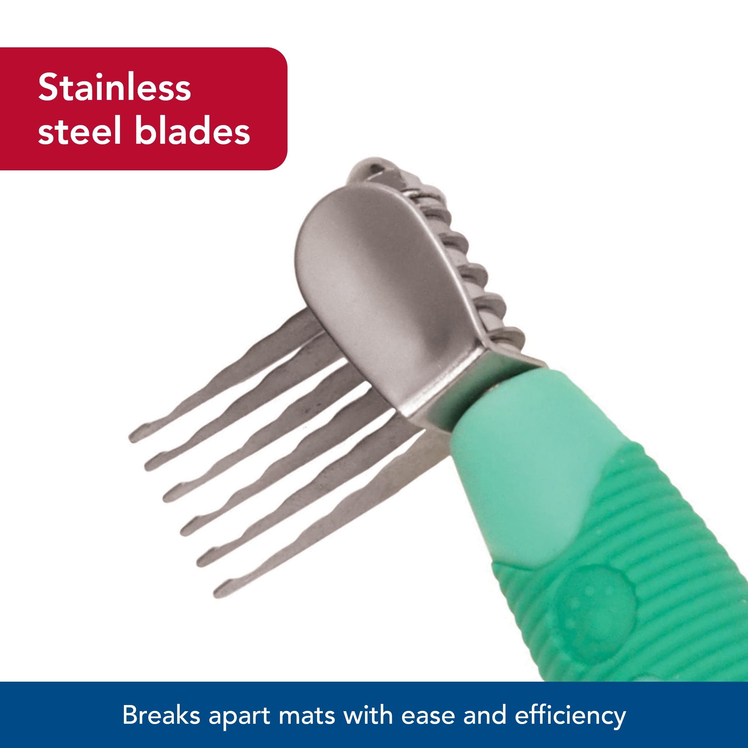 Coastal Pet Li'L Pals Stainless Steel De-Matting Comb - Easy-Grip Handle For Pet Grooming Small Dogs