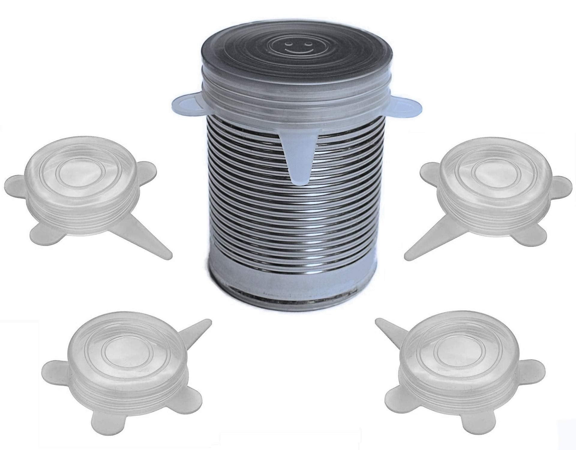 Pet and Human Food Can Lids - 4 Pack - Stretchable Silicone Covers for Cat and Dog Canned Food Storage - Universal Fitting Tops 