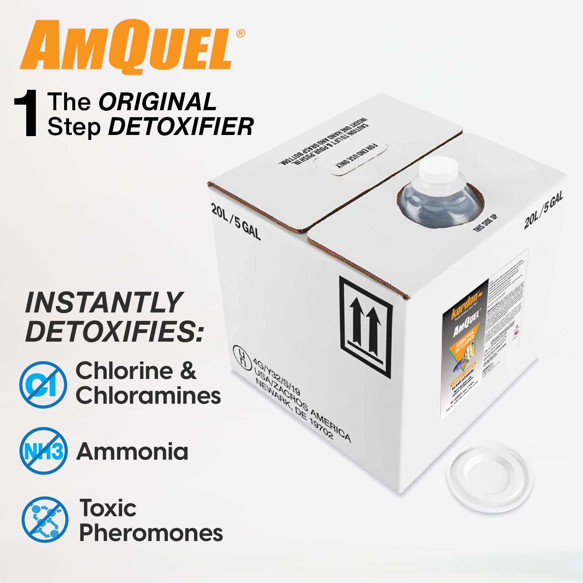 Kordon #31275 Amquel Ammonia Control & Detoxifies Chloramine For Aquarium, 5-Gallon