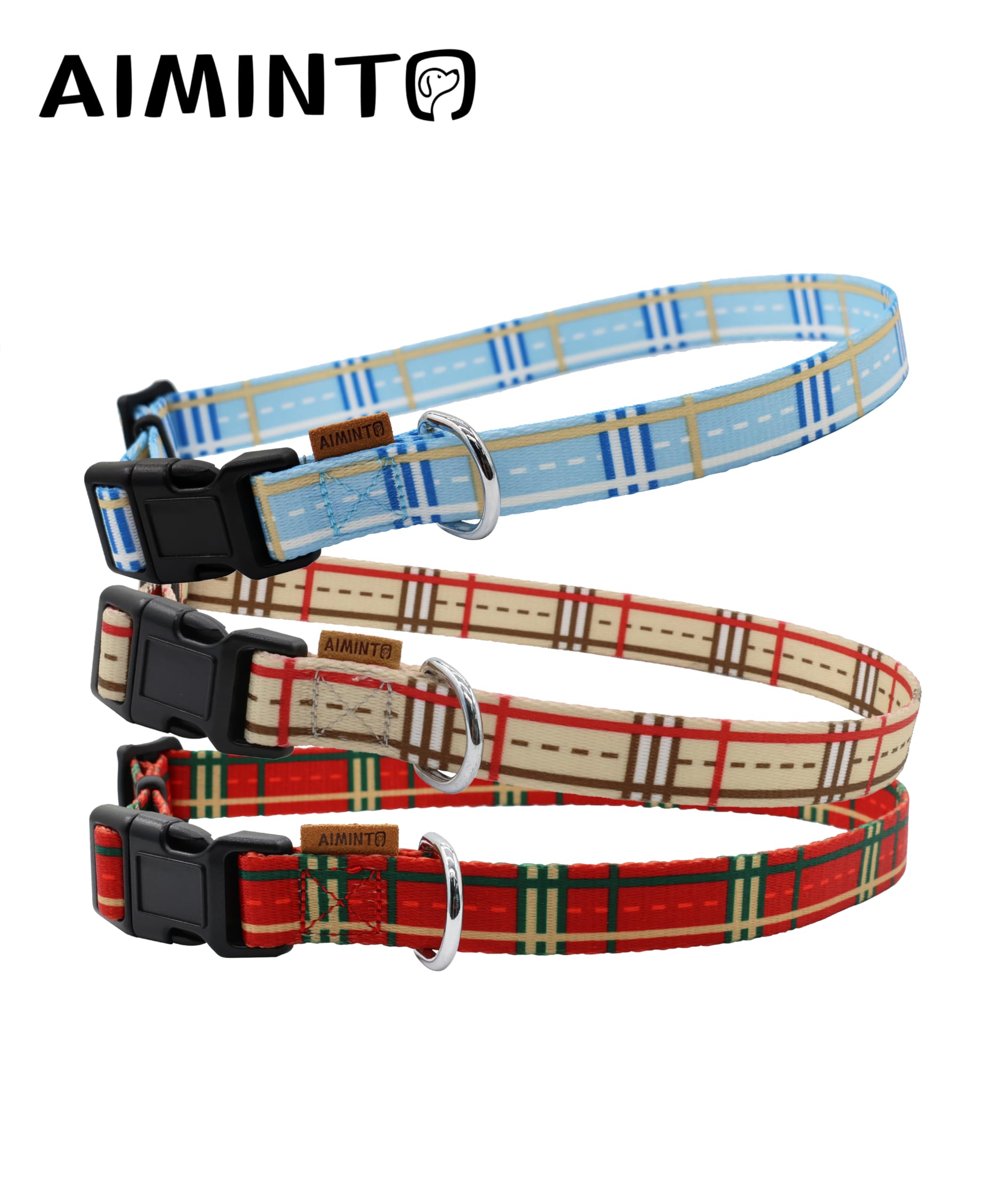 Aiminto Dog Collar, Cute Stripe Pattern, Soft And Adjustable Collar With Quick Release Buckle (L (Neck 16-28'', Width 1''), Stri