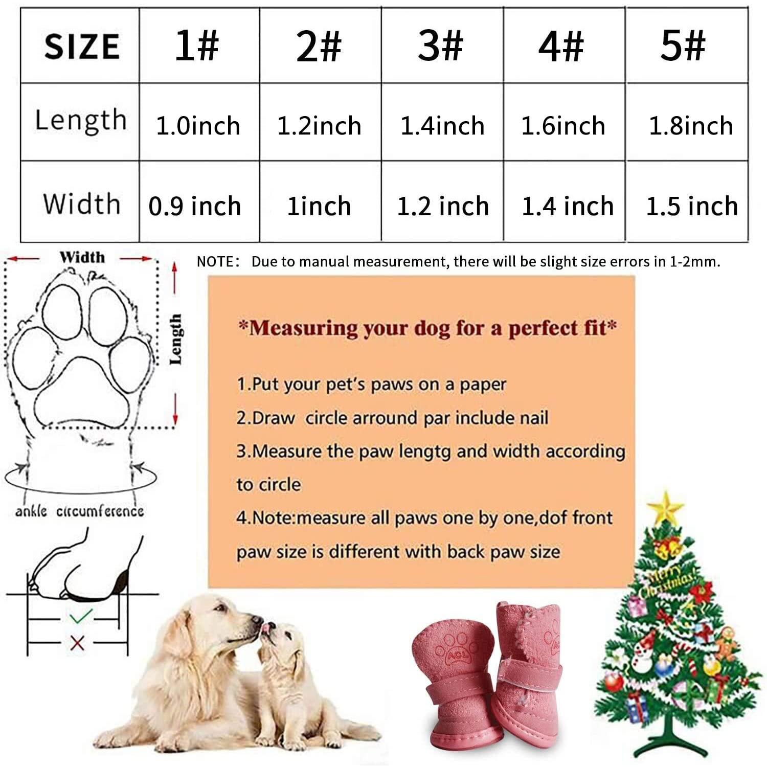 Urbest Dog Shoes With Hook Loop Closure Booties Pet Dog Chihuahua Shoes Boots, 4Pcs (1#, Brown)