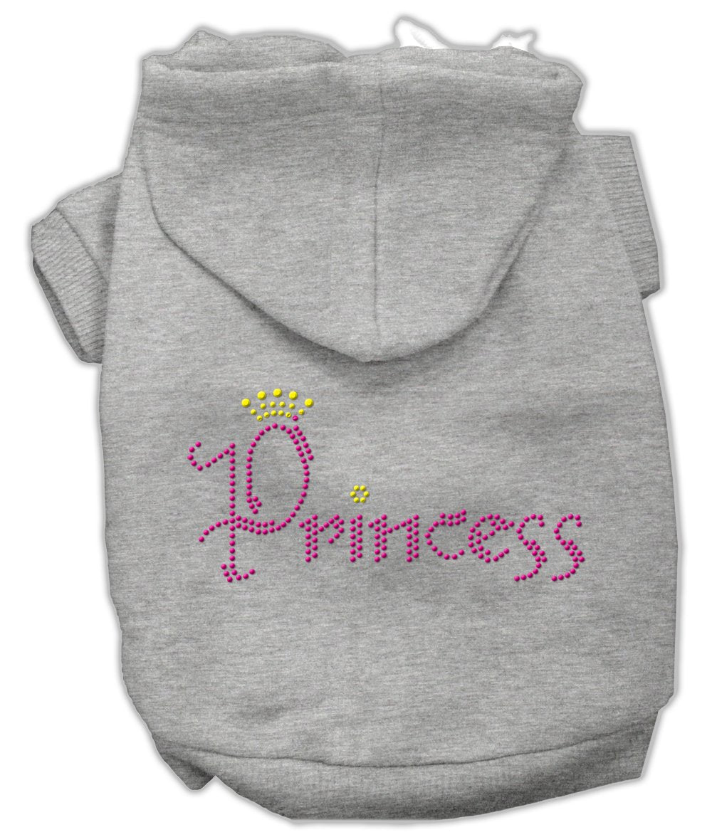 Pet, Dog & Cat Hoodie Rhinestone, "Princess" Gray 3XL (25-35 lbs.)