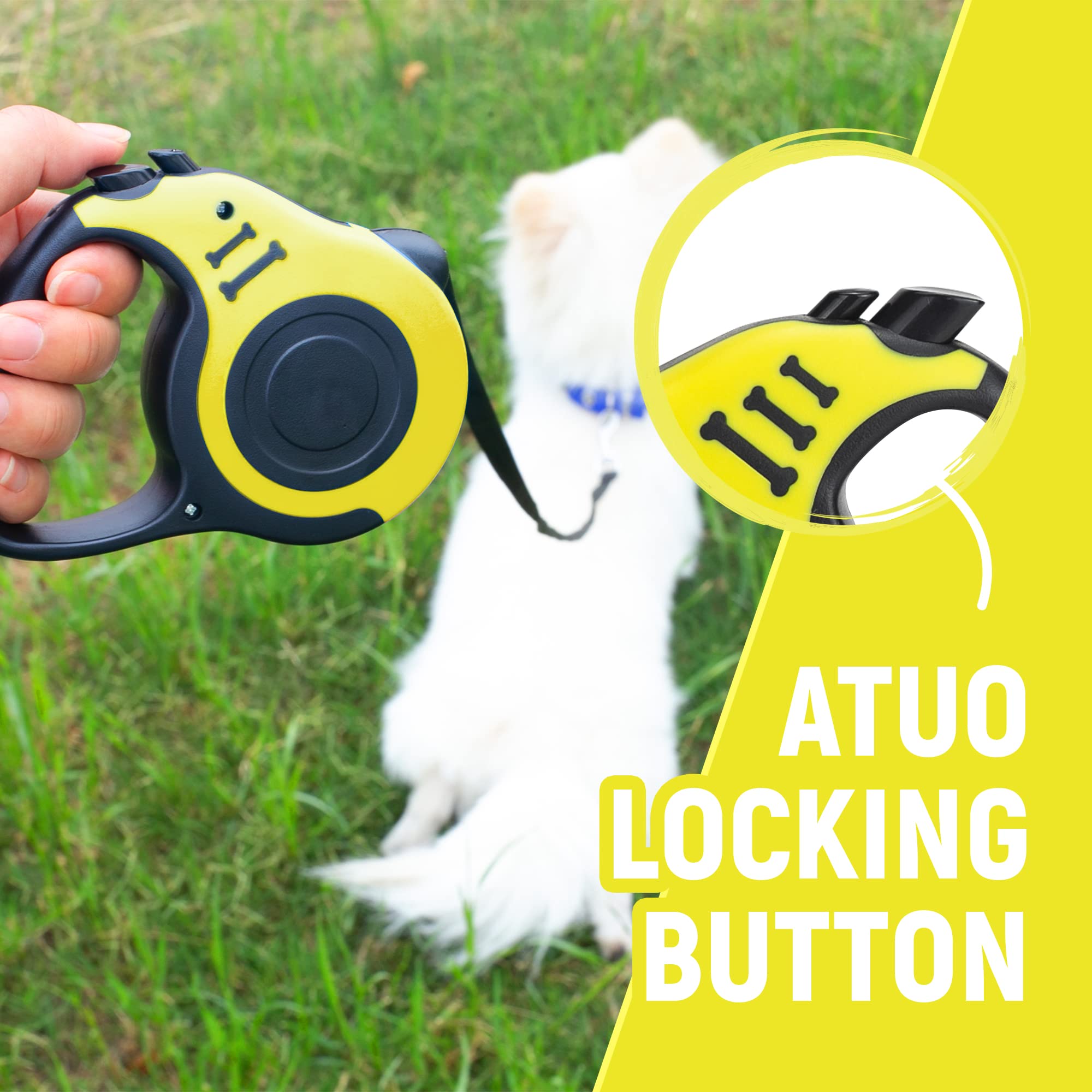 Lievuiken Retractable Dog Leash Automatic Telescopic Tractor Dog Tape, Pet Tape 10/16 Ft Durable And Convenient, With Folding Bo