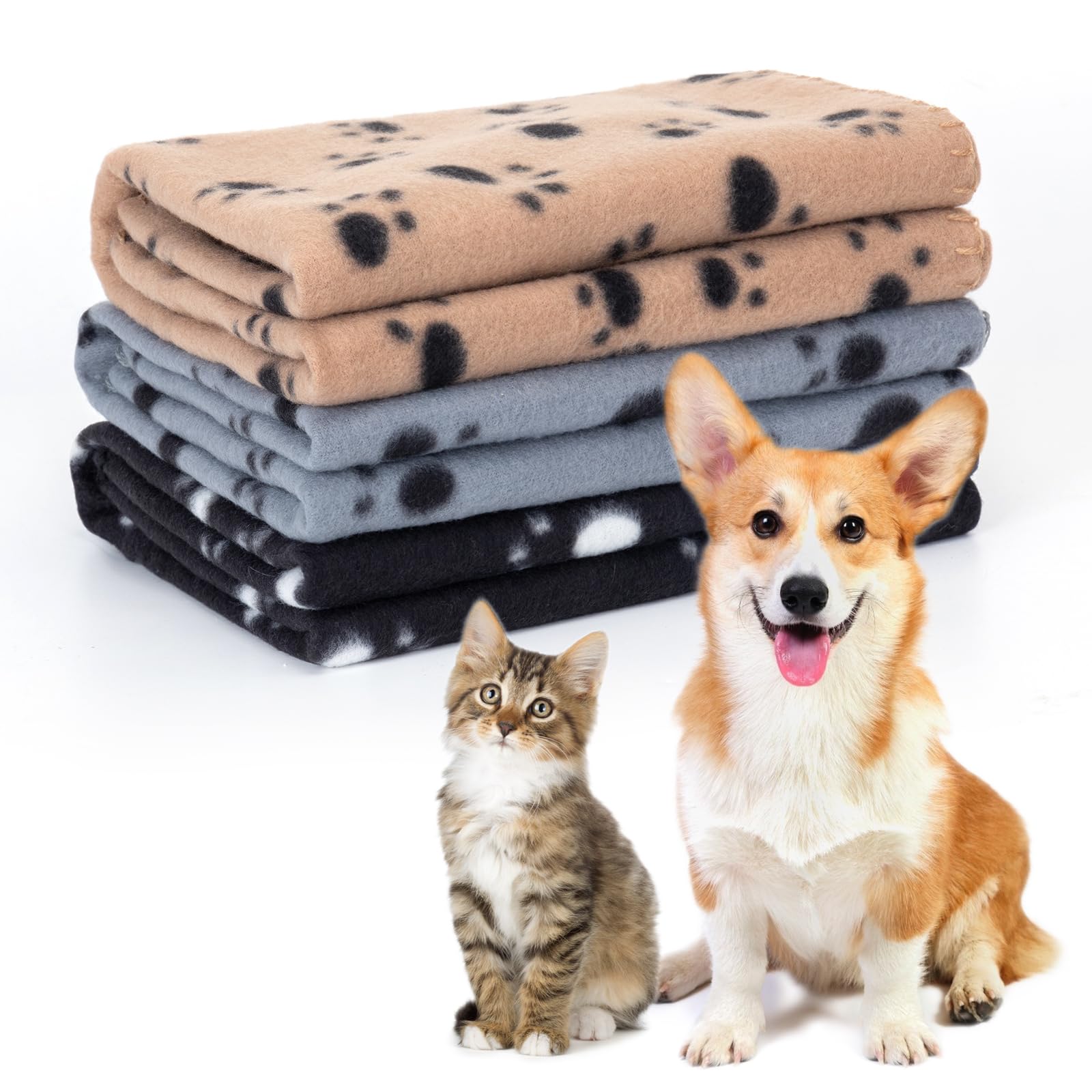 Nobleza 3 Pack Puppy Blanket Super Soft Dog Blanket With Cute Paw Prints Washable Premium Warm Dog Blankets For Small Dogs Kitte