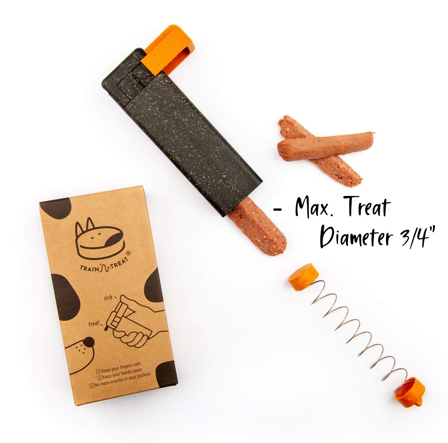Handheld Dog Treat Dispenser, Offers a Treat (Max. diameter 3/4'') in a Clean and Safe Way, Easy 1 Hand Operation, Slices Small