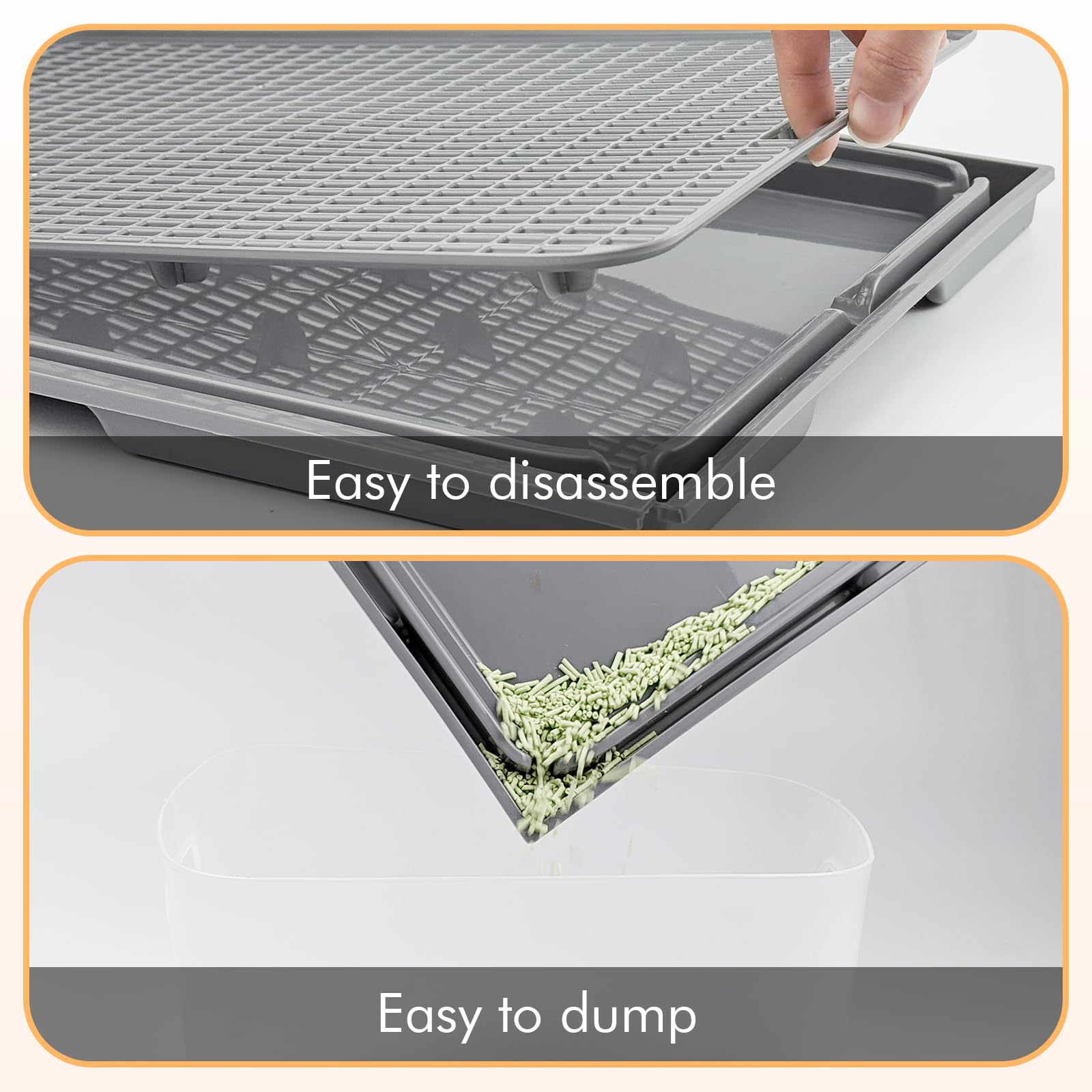 Rarenut 2-Pack Expandable Interlocking Cat Litter Mat 16.5X11.2 Durable Plastic Litter Mats Double-Layer Mesh Traps Waterpro