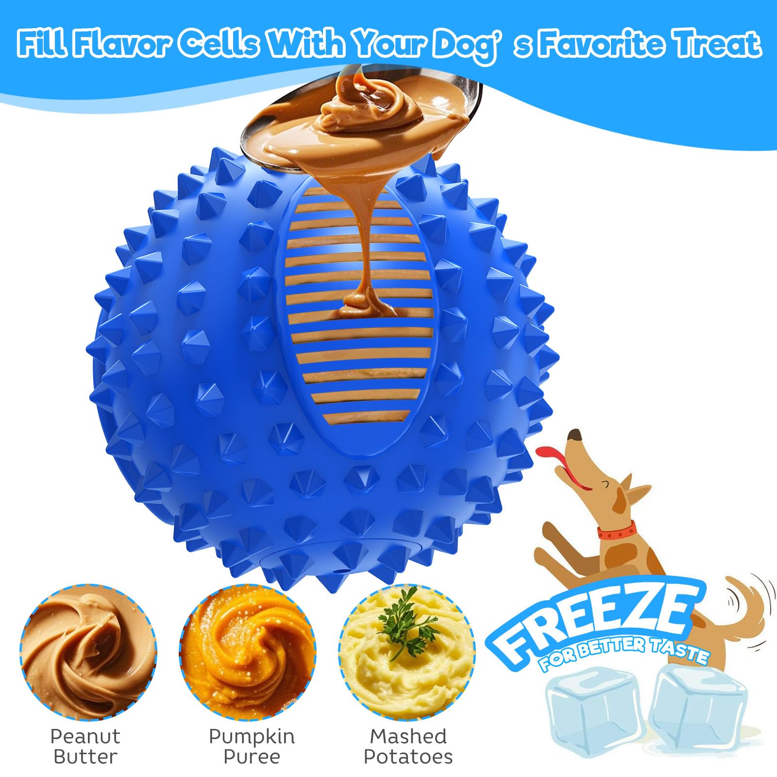 Petizer 4'' Squeaky Dog Balls For Aggressive Chewers, Durable Interactive Spiky Ball For Teething, Indestructible Rubber Dog Che