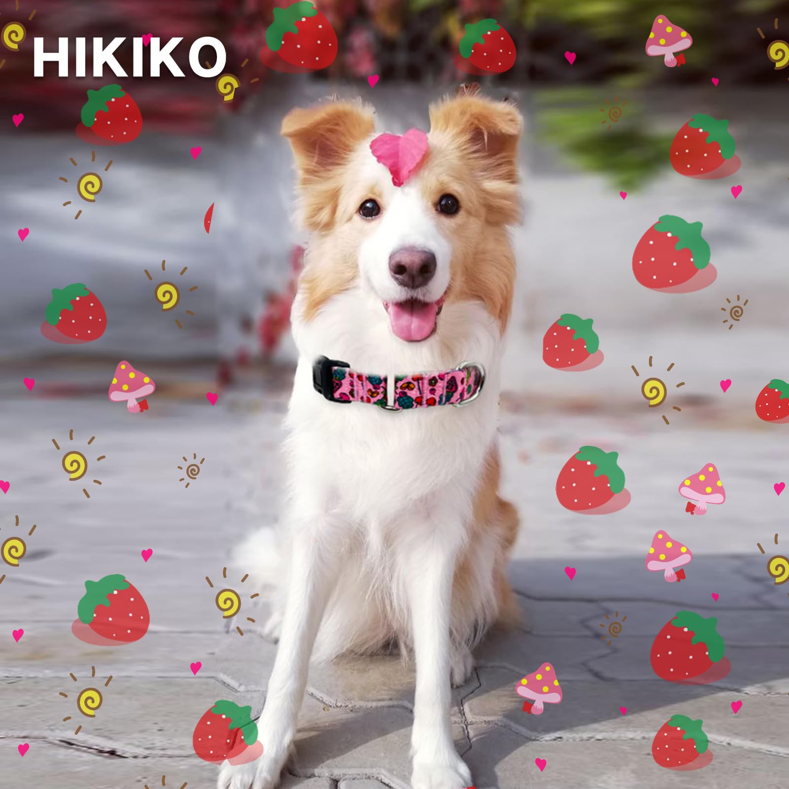 Hikiko Valentine'S Day Dog Collar For Xsmall Puppy Dogs With Adjustable Heart Martingale Collars Quick Release Buckle (Pink Love
