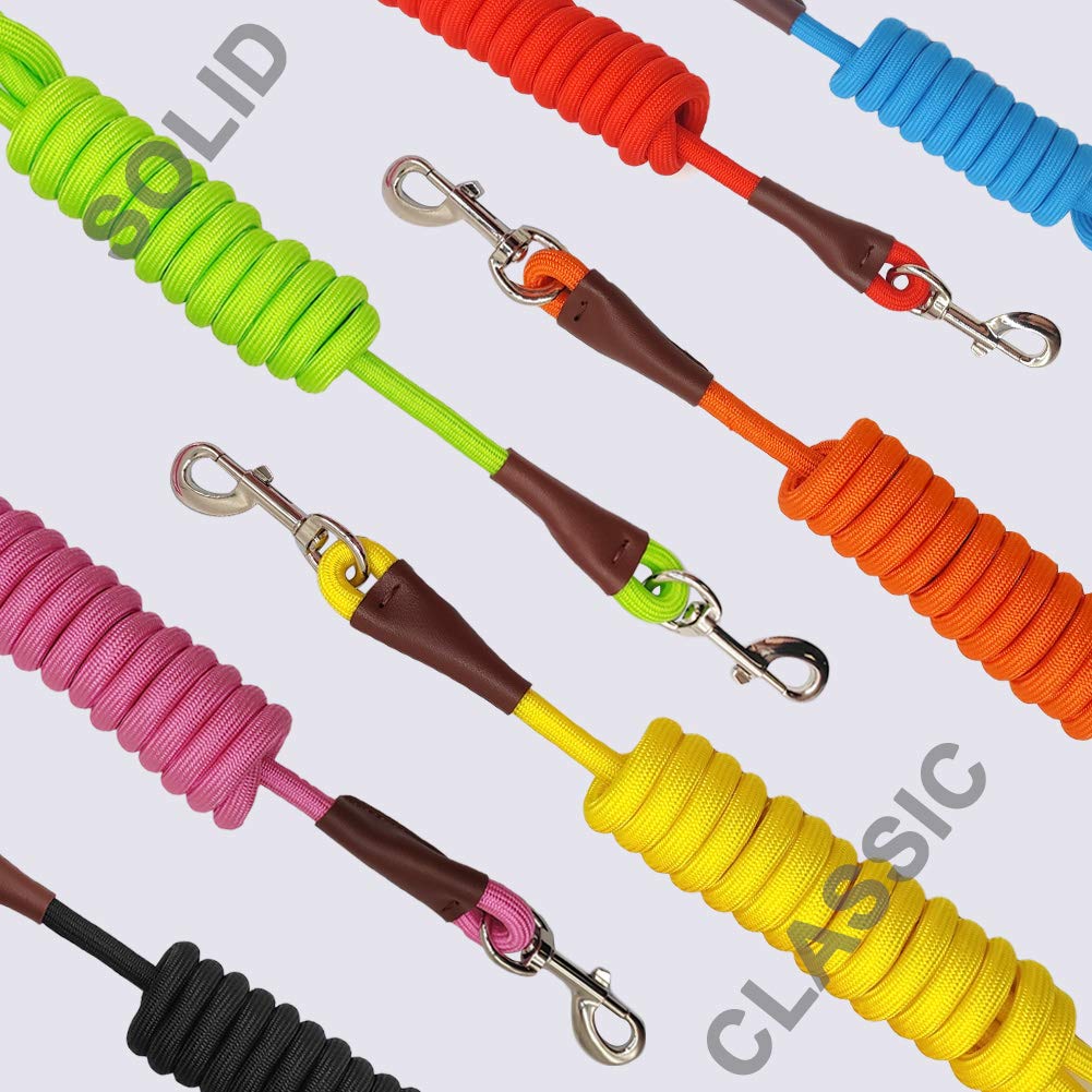 Maypaw 6/8/10 Ft Small Dog Leash, Classic Solid Colors, Strong Nylon Rope Dog Leash Reinforced With Leather Tailor Connection He