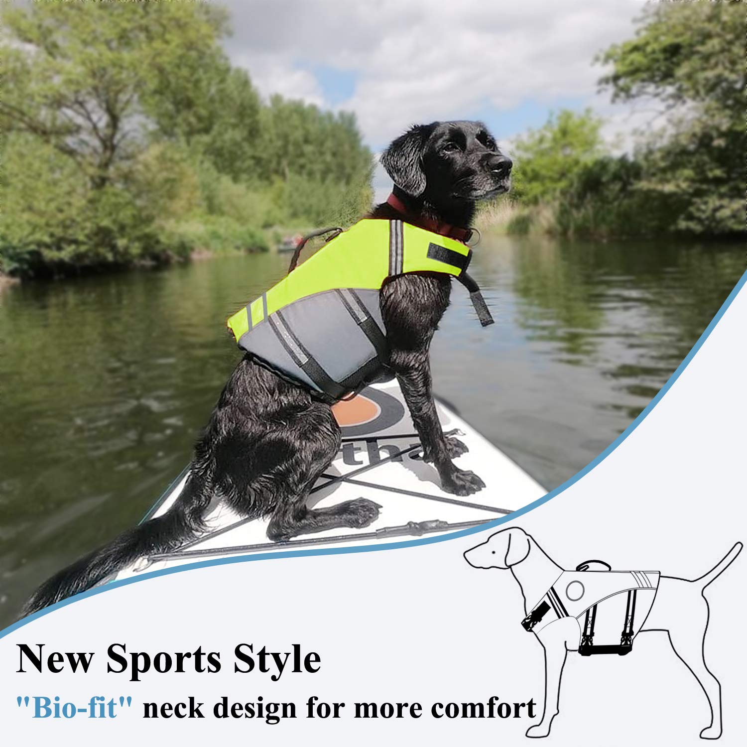 Vivaglory Sports Style Dog Life Jacket With Adjustable & Durable, Extra Flotation Swim Life Vest With Secure Fastening System Fo