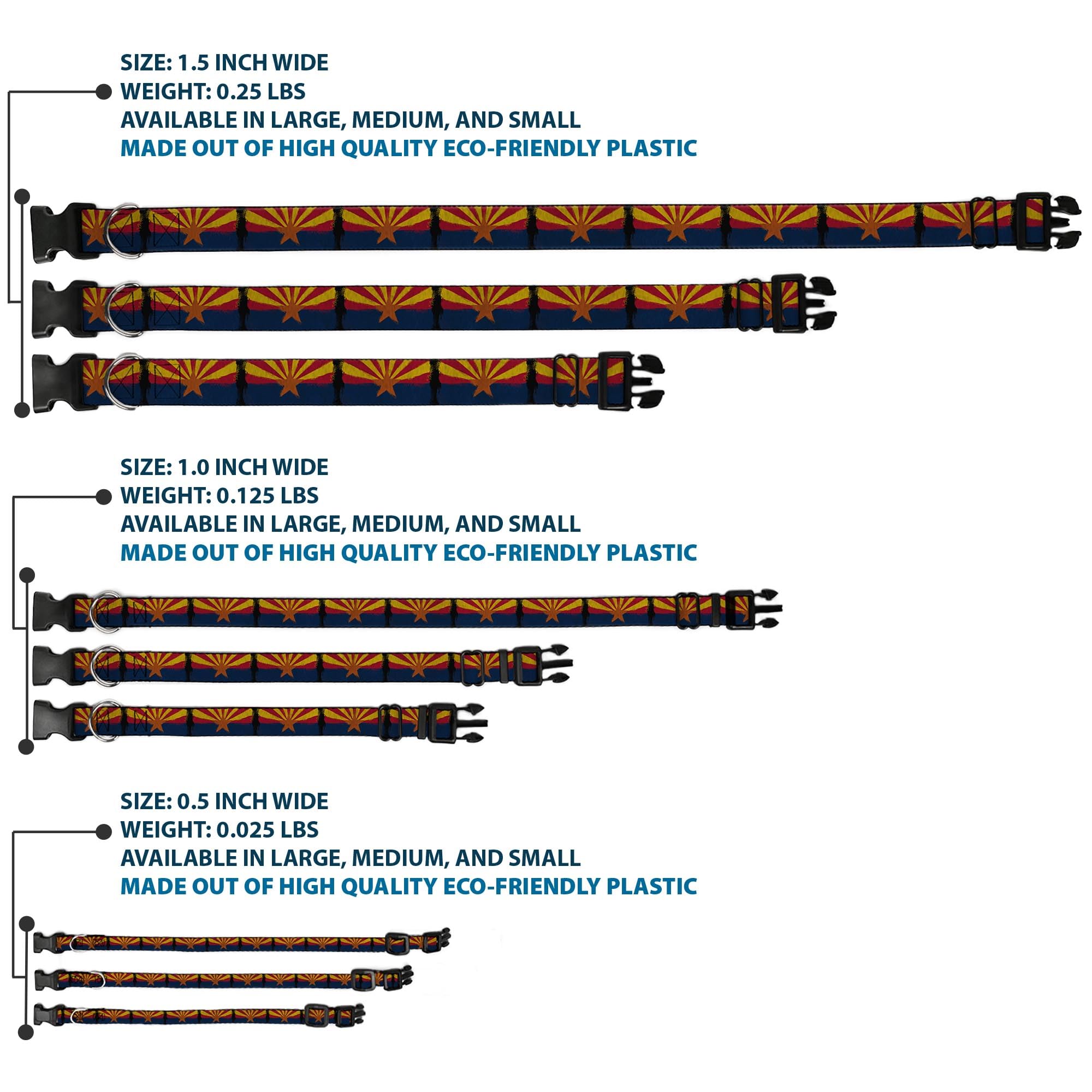 Buckle-Down Pc-W30156-Nl Arizona Flag Distressed Painting Plastic Clip Collar, Narrow Large/9-15''