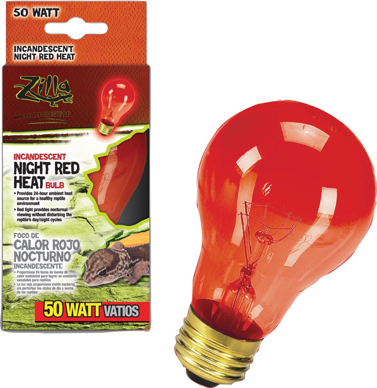 Zilla Incandescent Bulb, Night Red Heat, 50 Watt (3 Pack)