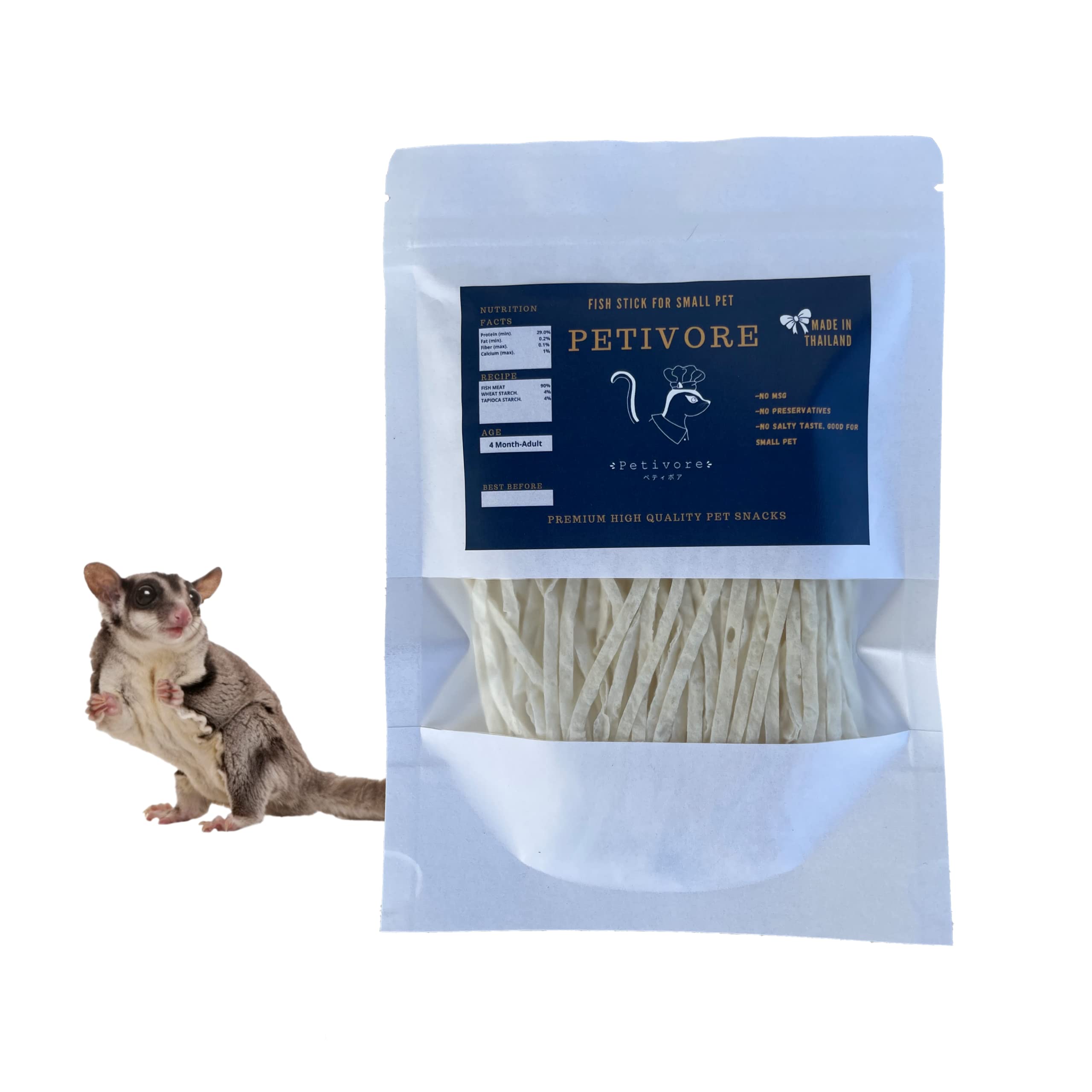 PETIVORE Premium Fish Stick for Sugar Glider and Small Exotic Pet - Made from Real Fish - Hamster, Squirrel, Chinchillas, Marmos