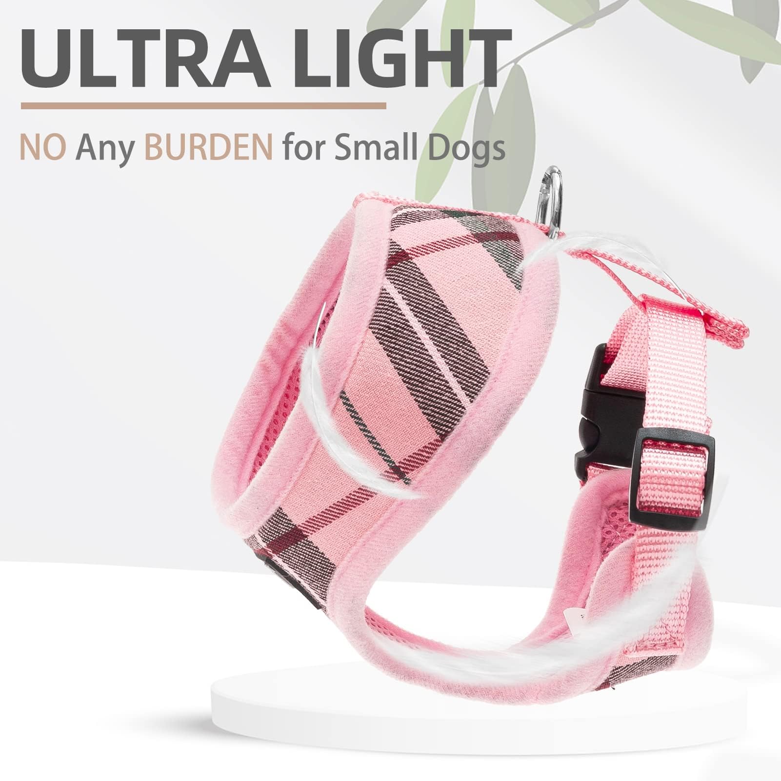 Pupteck Soft Mesh Dog Harness And Leash Set Pet Puppy Cat Comfort Padded Vest No Pull Harnesses, Old Pink, Xxs