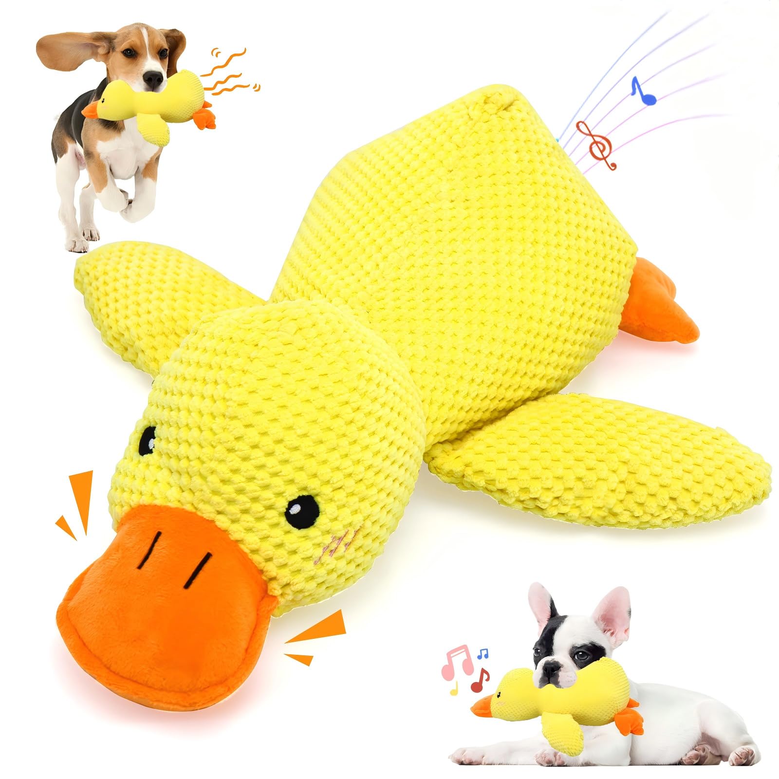 VOXGET Calming Duck Toy for Dogs, 2026 New Interactive Crinkle Toy with Quack Sound for Dogs Teeth, Soft Stuffed Plush Mellow Ca