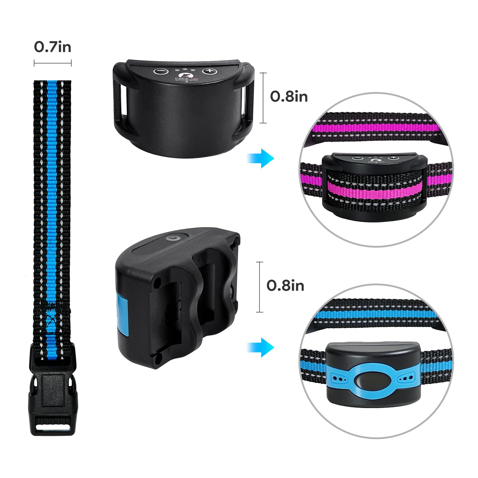 Replacement Collar For Shock Training Bark Collar,Dog Shock Collars Replacement, Nylon Replacement Collar Strap For E Collar Wireless Dog Fence Receivers(2 Piece Blue+Rose Red)
